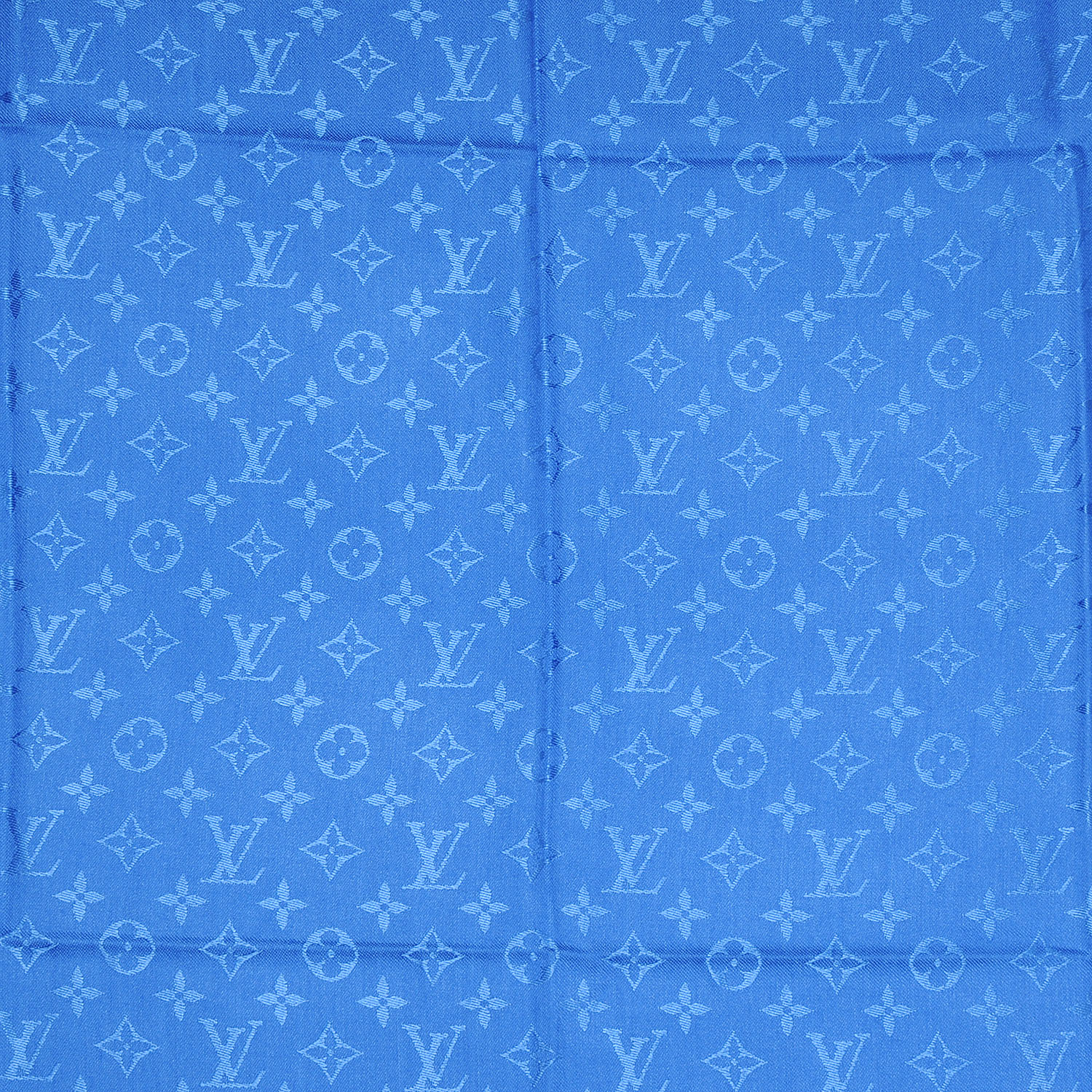 LOUIS VUITTON Wool Silk Monogram Shawl Blue 51115