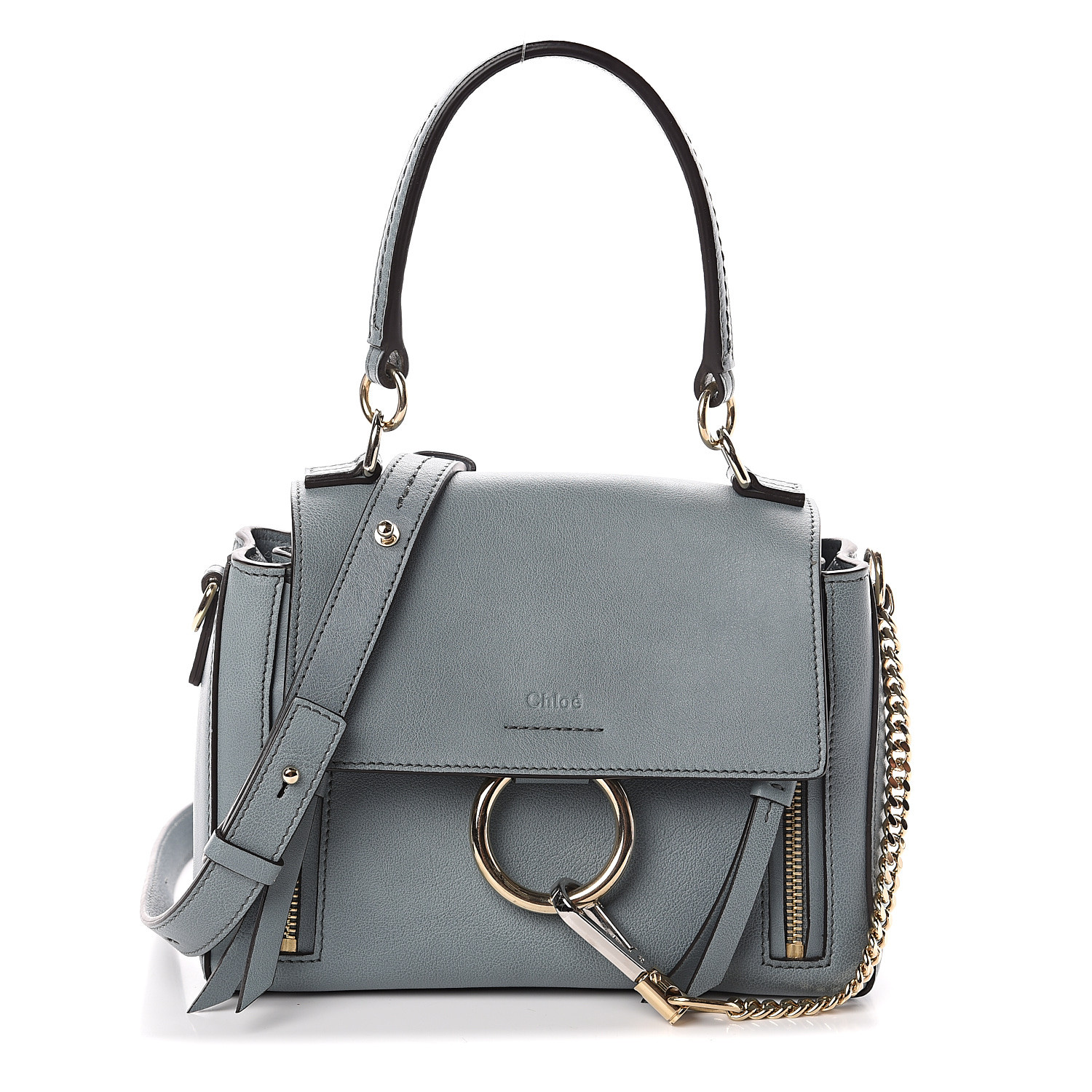 CHLOE Calfskin Mini Faye Day Shoulder Bag Cloudy Blue 556925