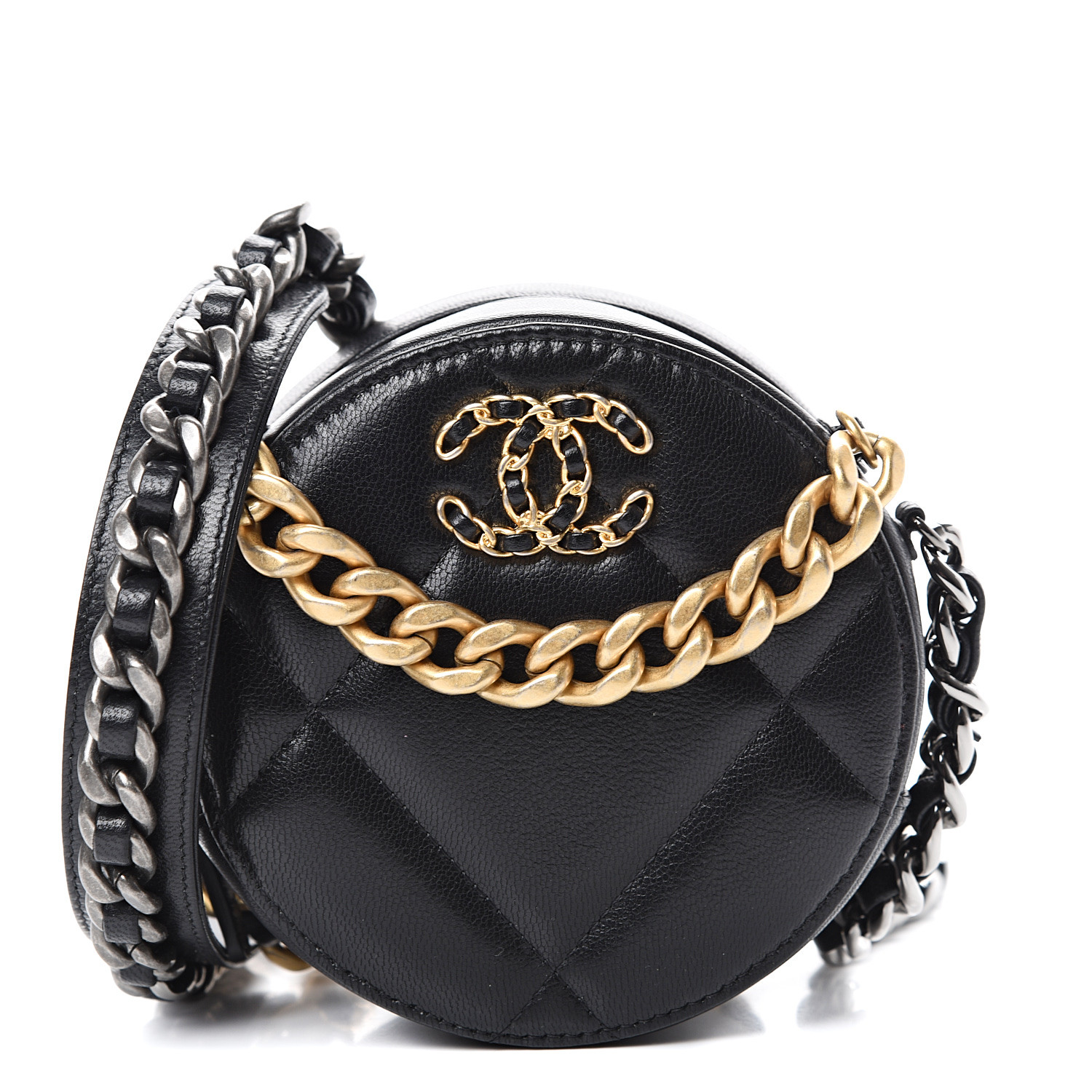 round chanel clutch with chain