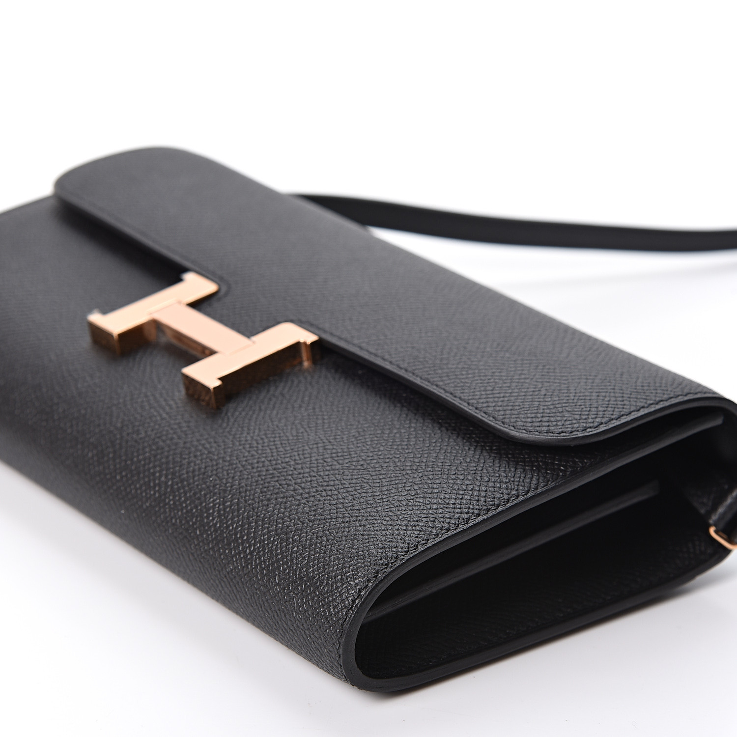 HERMES Epsom Constance Wallet To Go Black 560617 | FASHIONPHILE