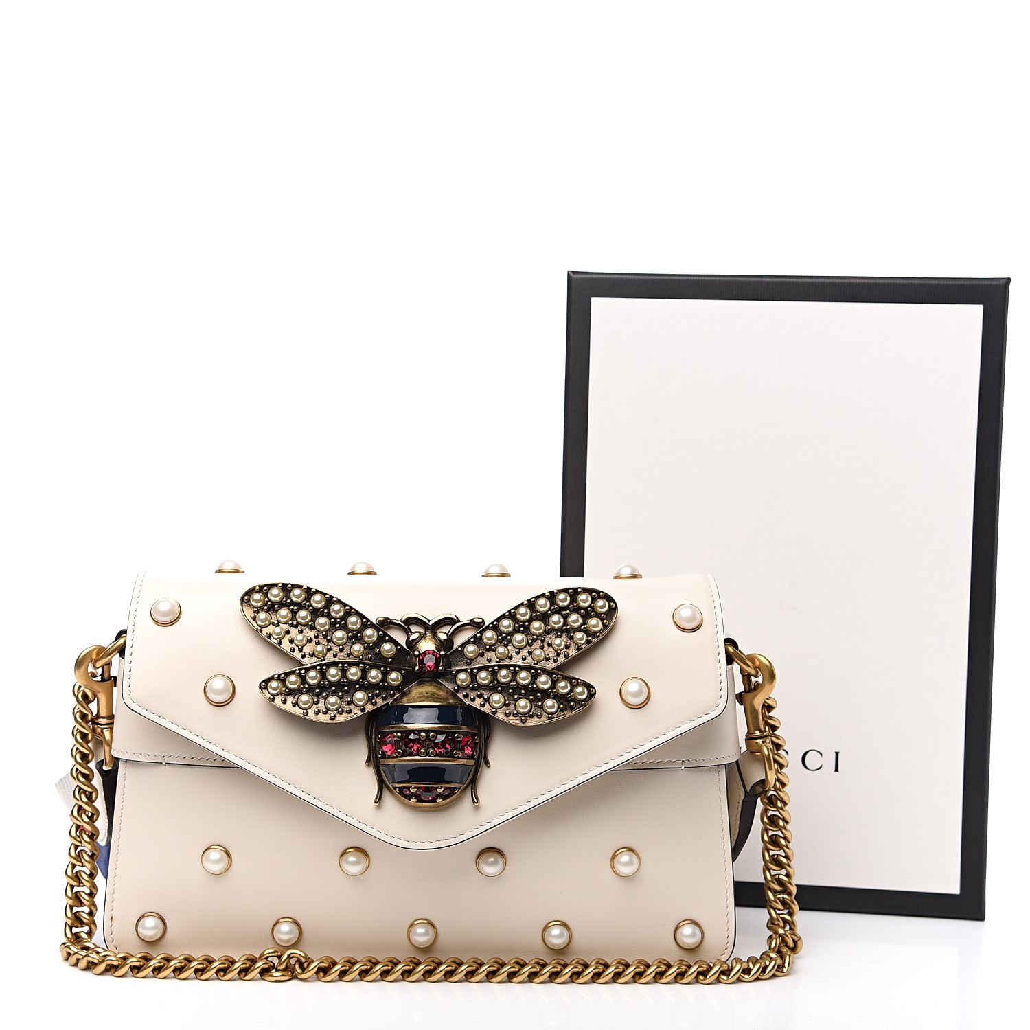 gucci broadway pearly bee shoulder bag