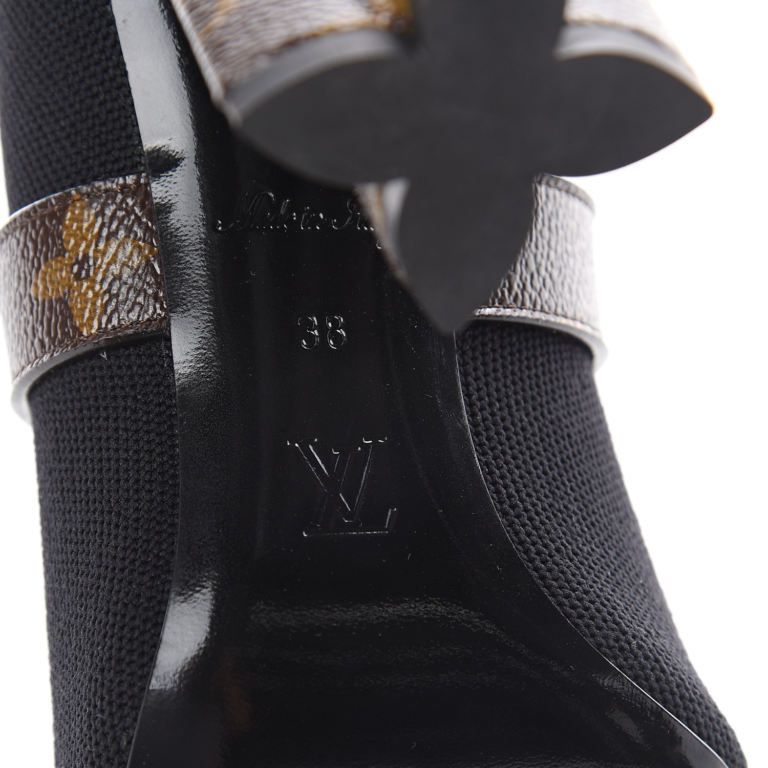 LOUIS VUITTON Monogram Stretch Fabric Silhouette Ankle Boots 38 Black ...