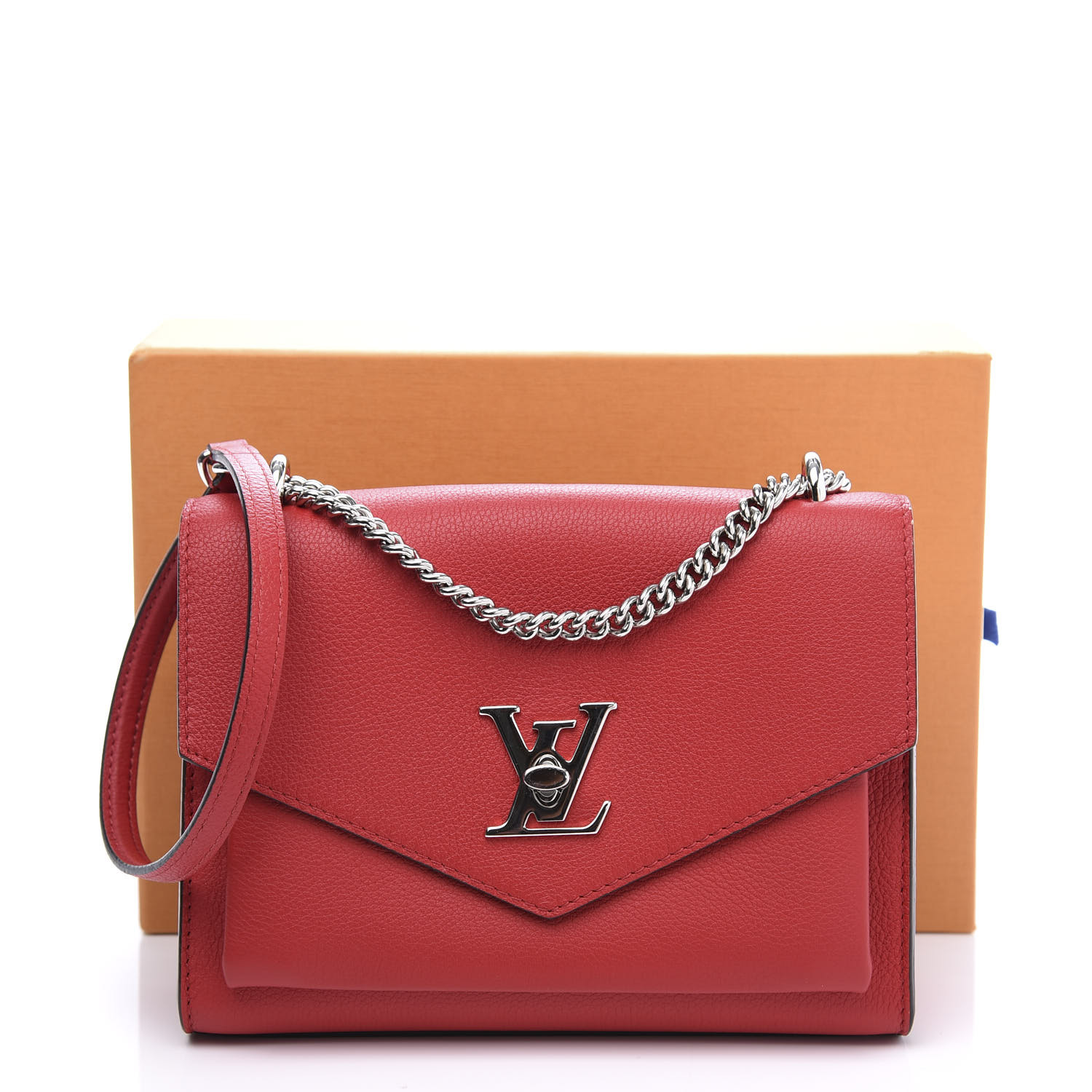 Louis Vuitton Rubis Pebbled Leather Lockme PM Tote Bag