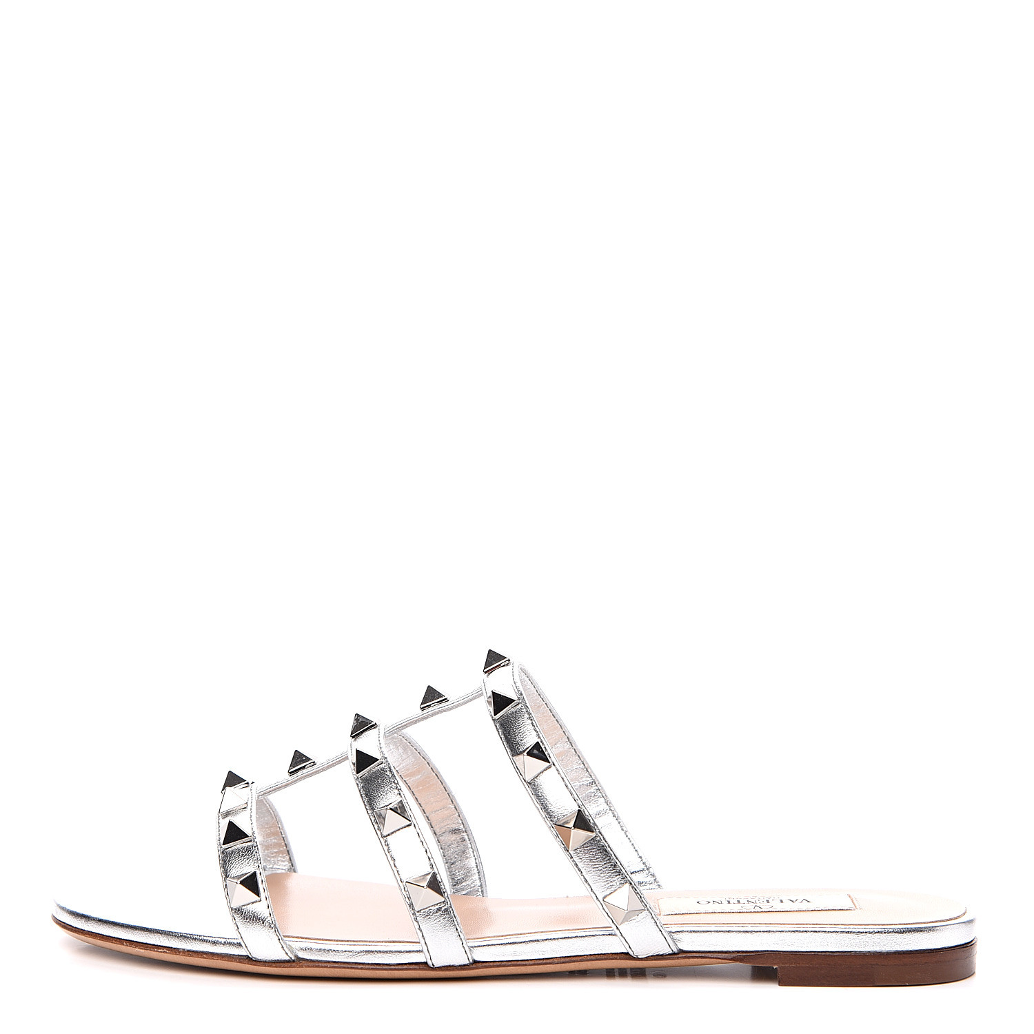 rockstud caged flat slide sandal