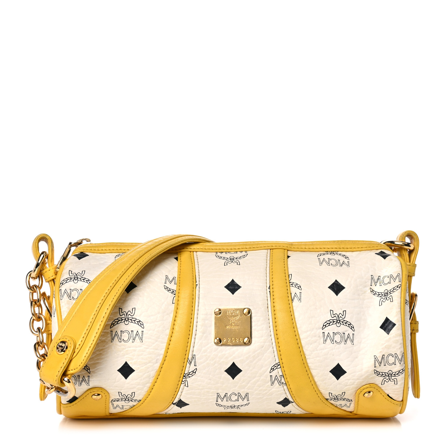 yellow mcm purse