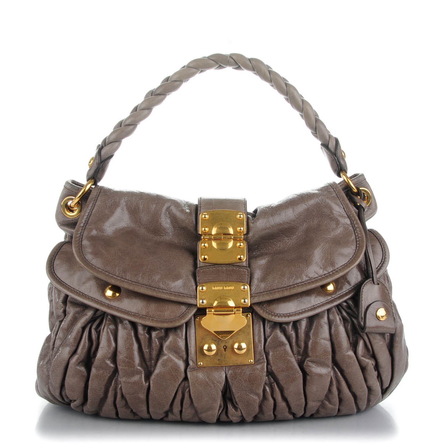 miu coffer matelassé nappa leather handbag