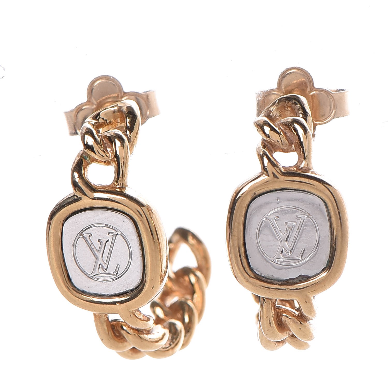 LOUIS VUITTON Monogram Hoop Golf Plated Earrings Ladies With Box