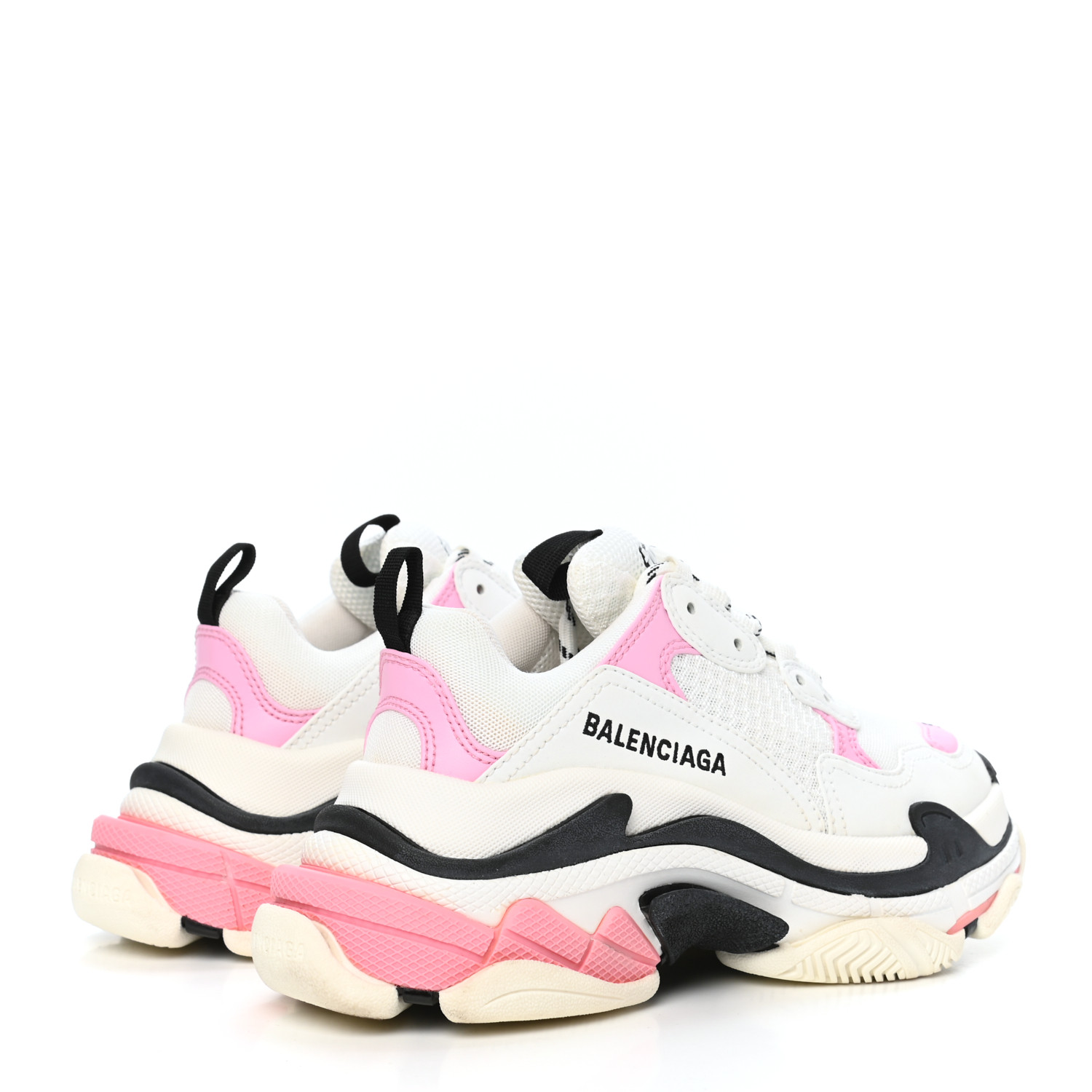 BALENCIAGA Calfskin Mesh Womens Triple S Trainers Sneakers 35 Pink ...