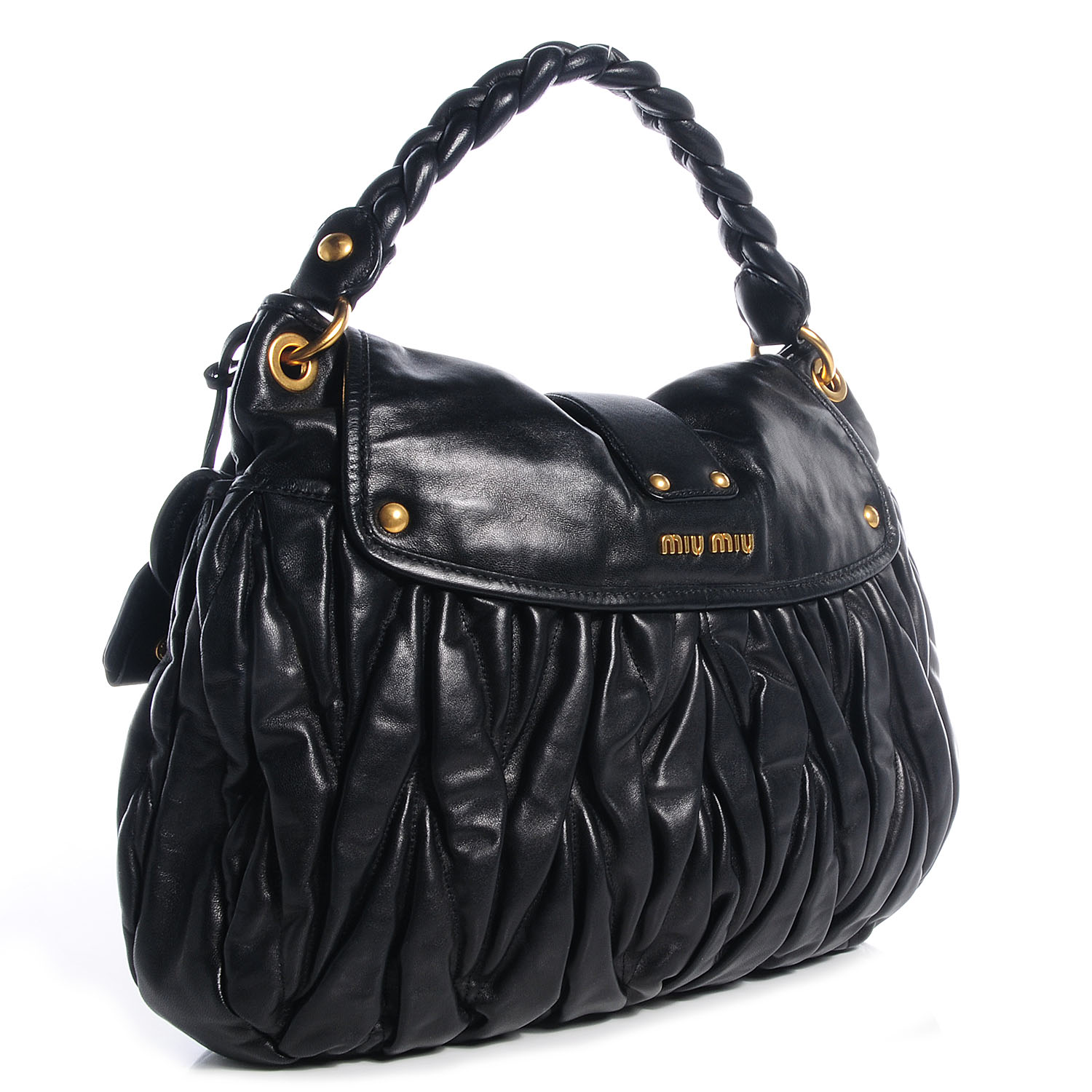 miu coffer matelassé nappa leather handbag