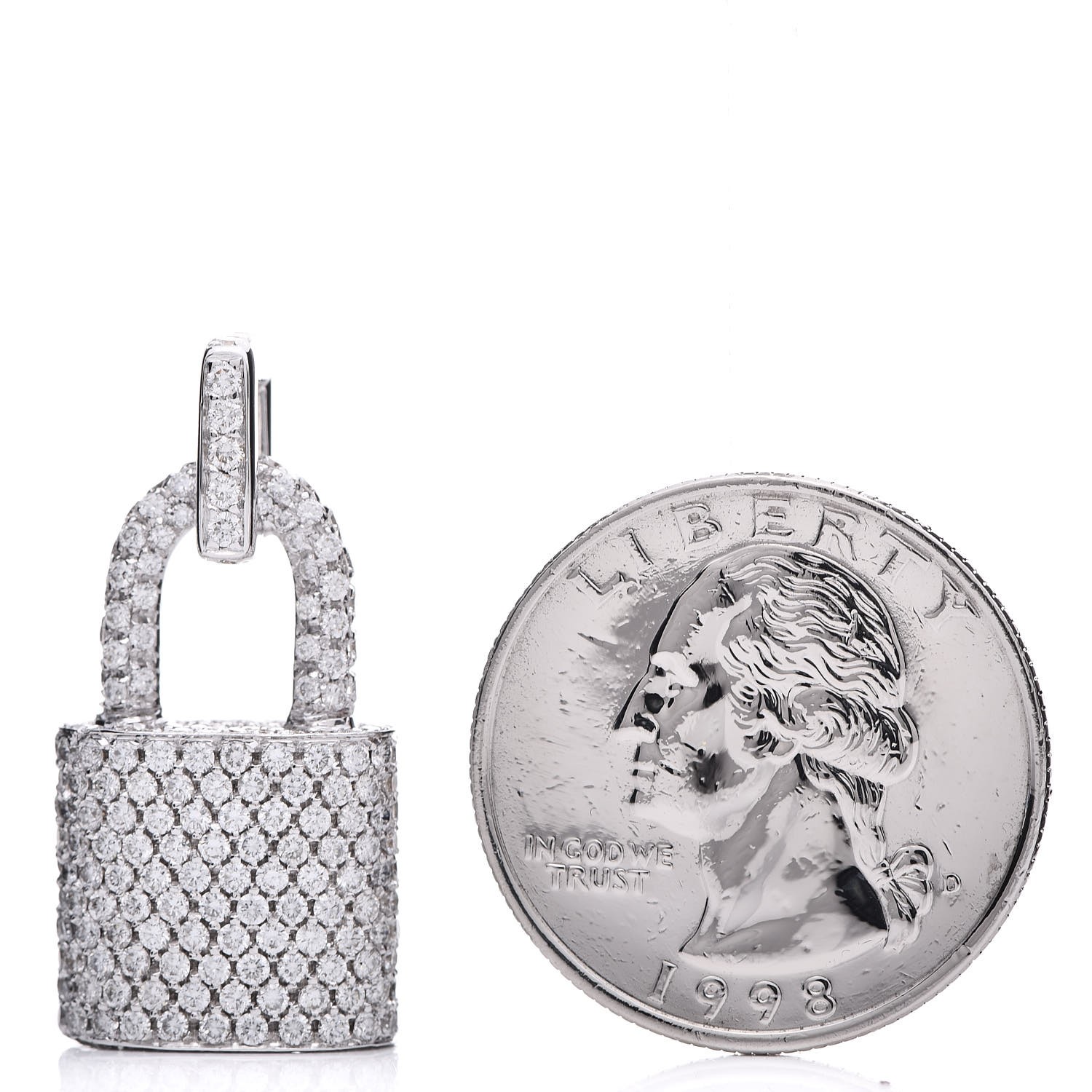 Louis Vuitton Diamond White Gold Padlock Charm Pendant