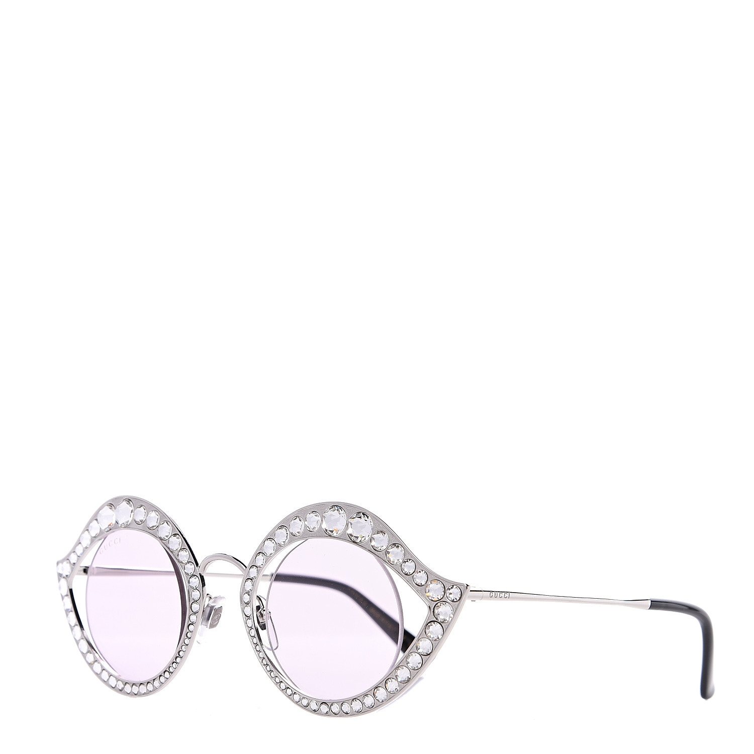 Gucci Metal Crystal Cat Eye Sunglasses Gg0046s Silver 547562 Fashionphile 