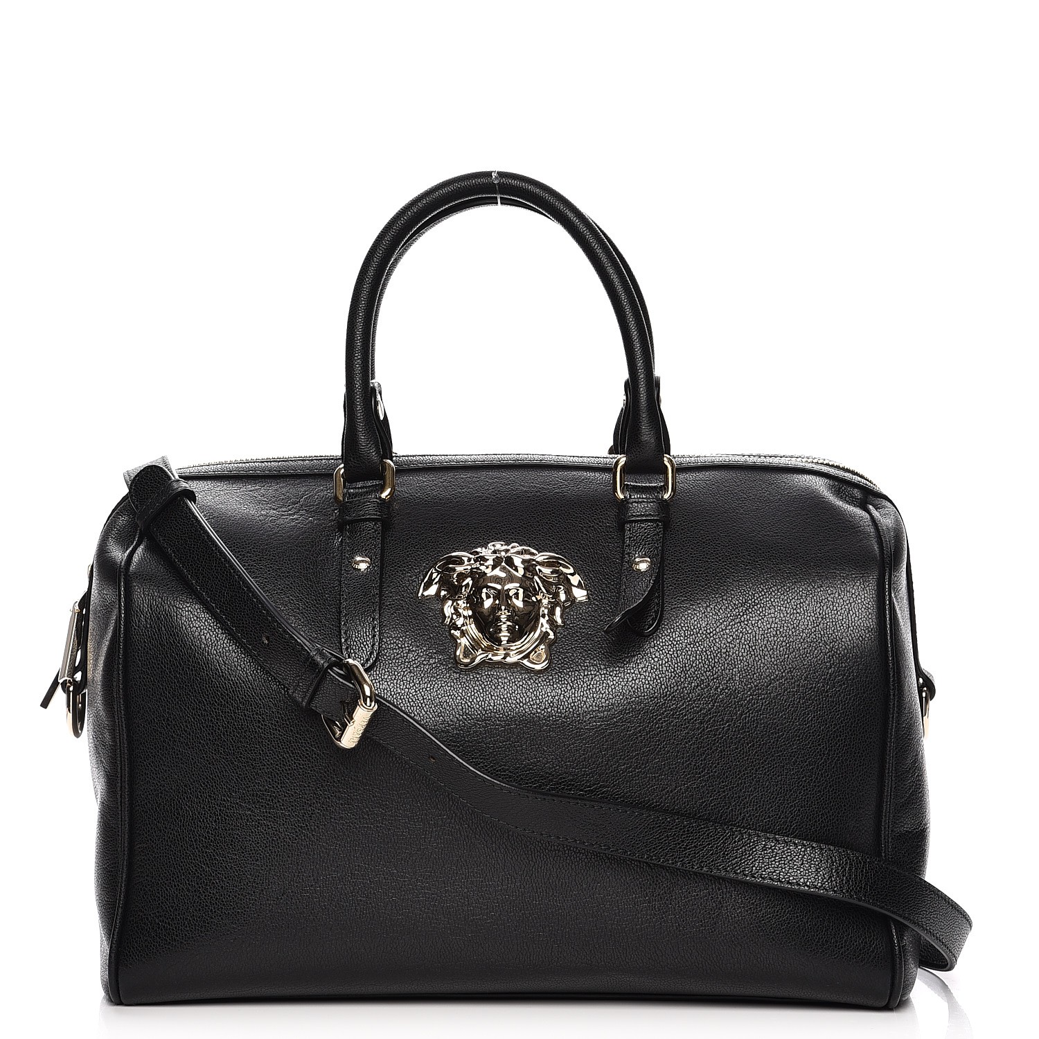 VERSACE Calfskin Palazzo Duffle Bag Nero Black 211733