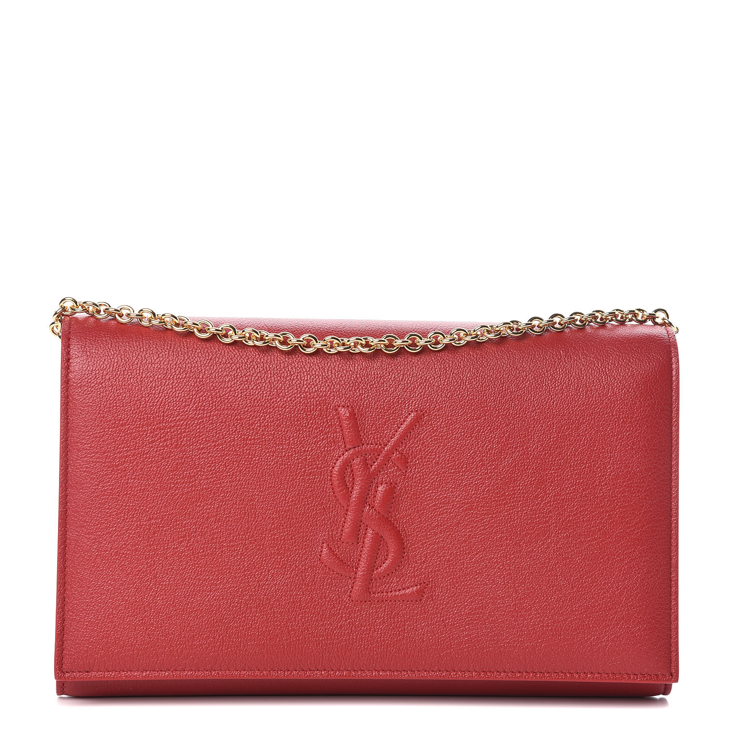 Saint Laurent Calfskin Belle De Jour Chain Clutch Rouge Orient