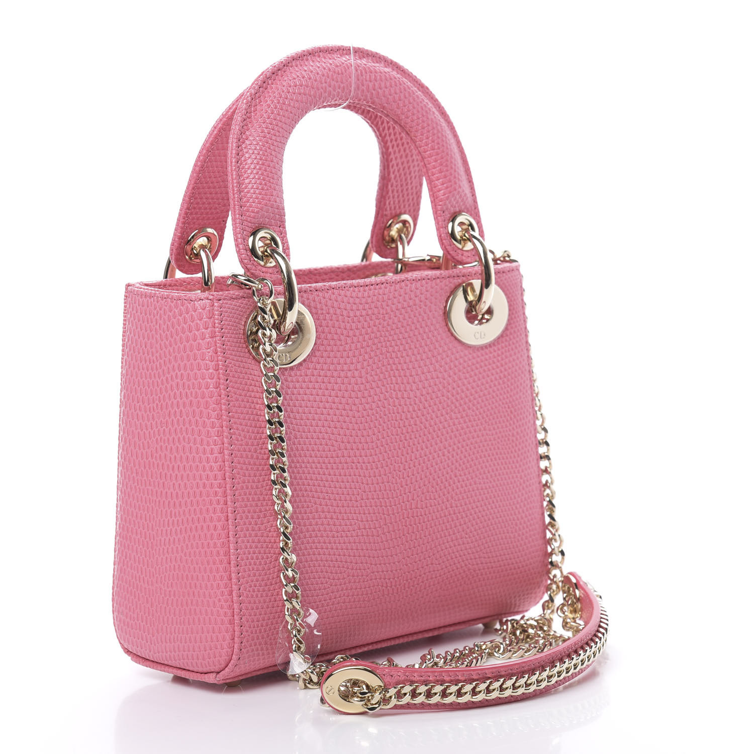 CHRISTIAN DIOR Lizard Mini Lady Dior Pink 621585 | FASHIONPHILE