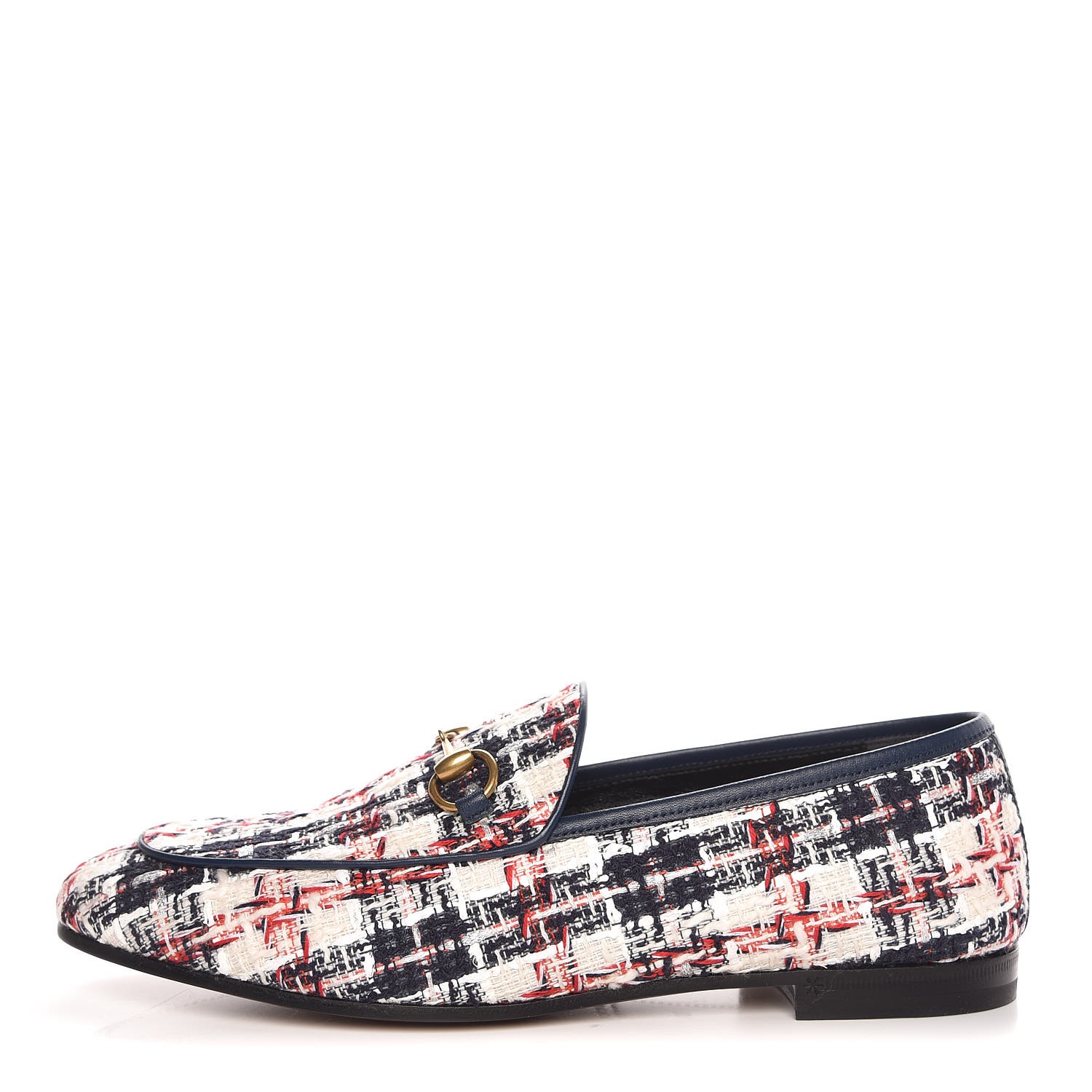 red and blue loafers