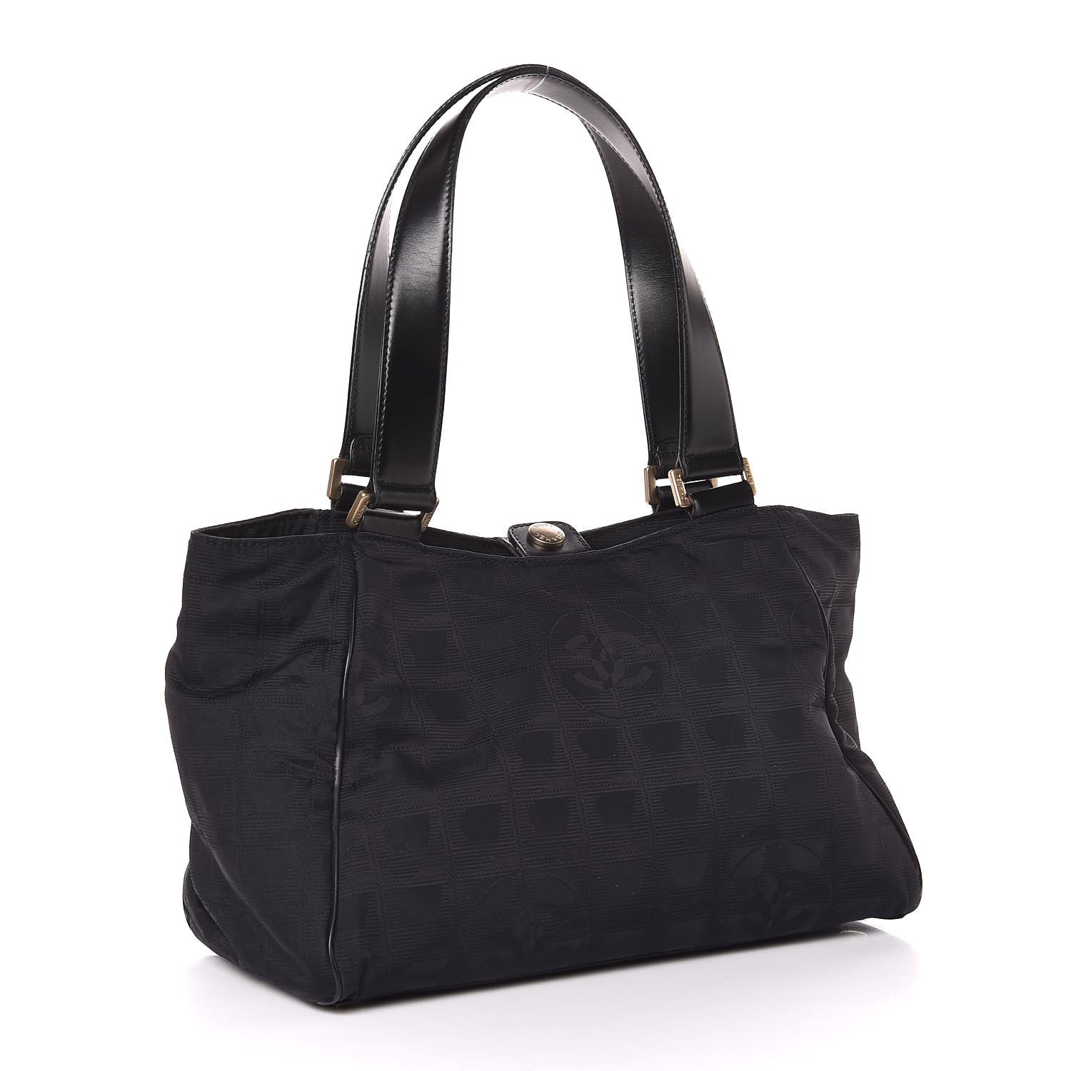 CHANEL Nylon Travel Shoulder Bag Black 324074