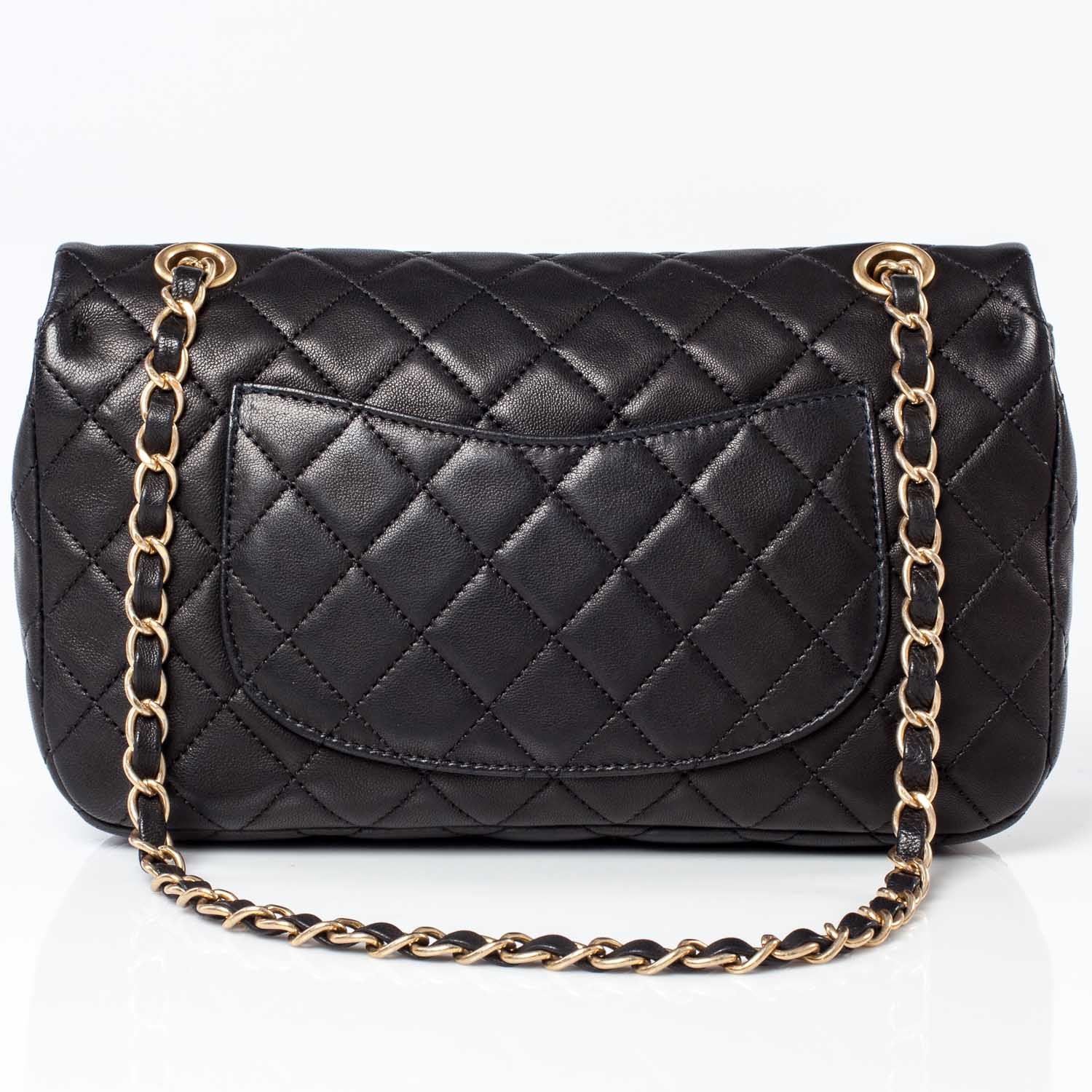 CHANEL Lambskin Quilted Cruise Charm Medium Flap Black 36379