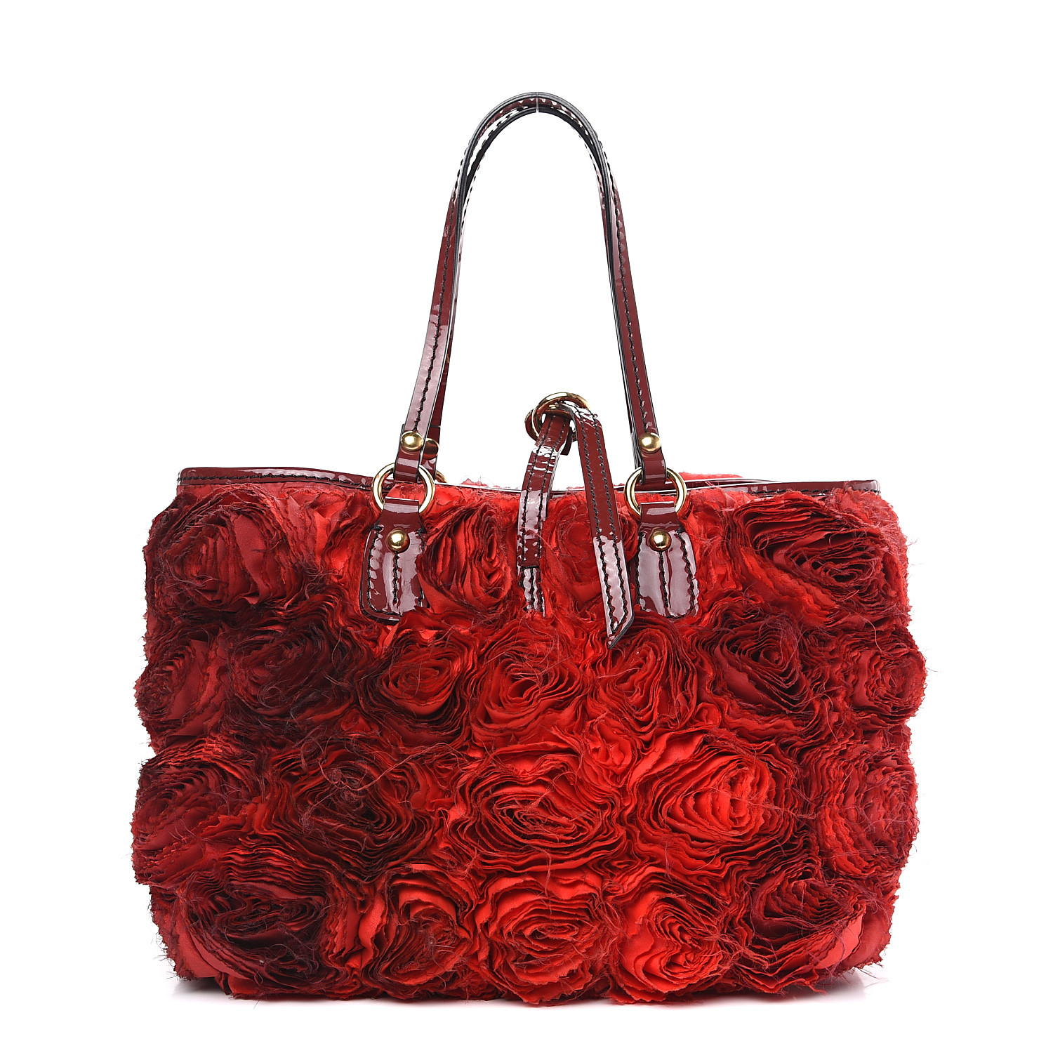 Valentino Patent Floral Applique Tote Bag Red 573809 Fashionphile