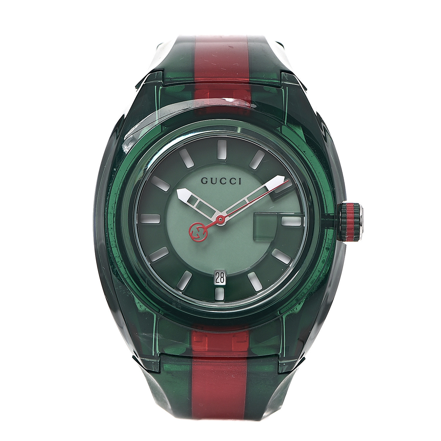 GUCCI Stainless Steel Rubber Mm Sync Web Quartz Watch Green FASHIONPHILE