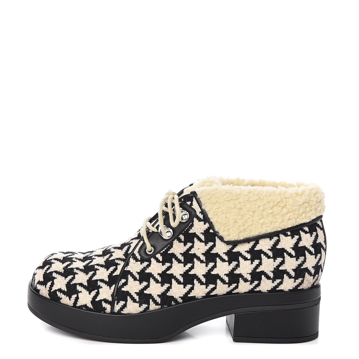 houndstooth boots black white