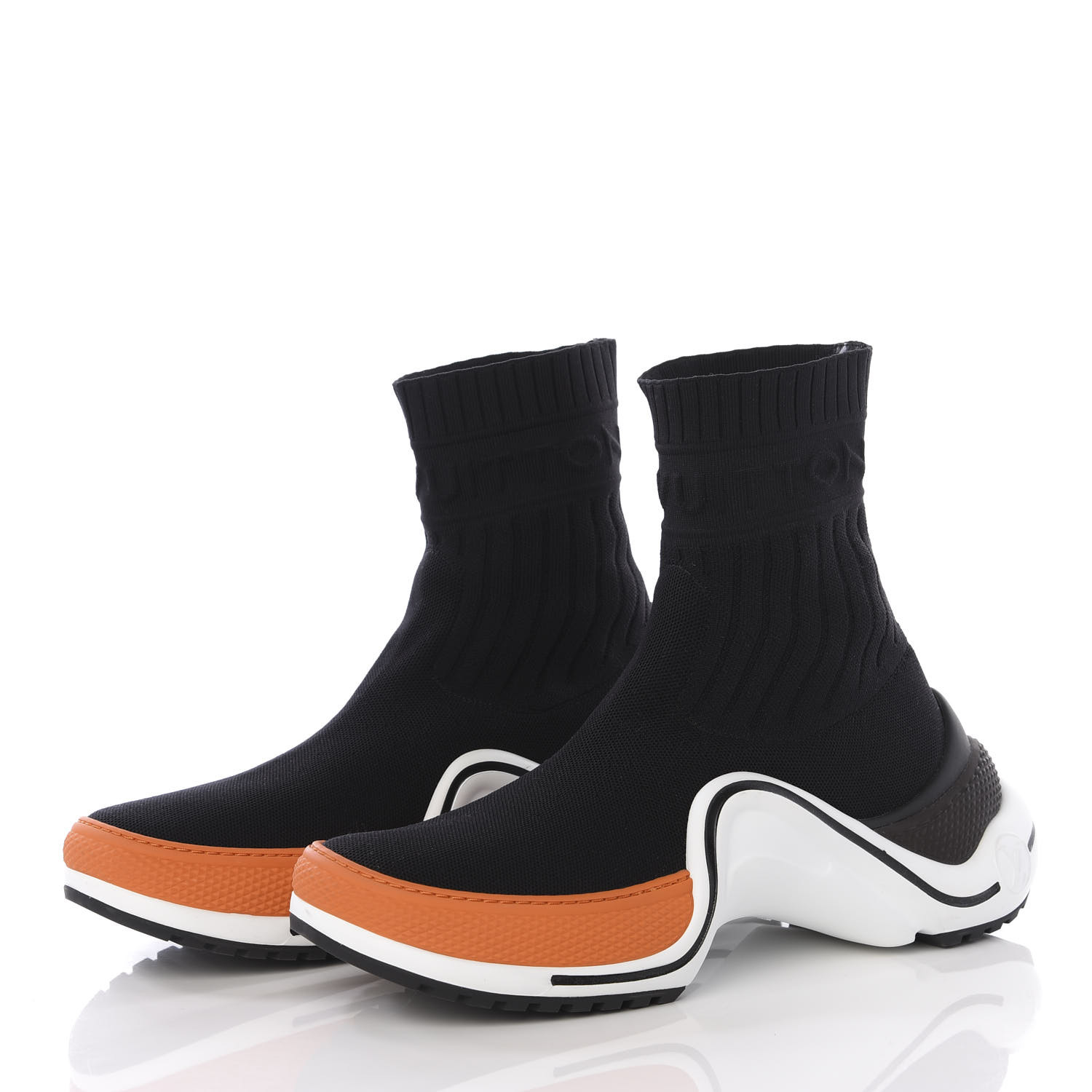LOUIS VUITTON Stretch Textile Monogram LV Archlight Sneaker Boots 38.5 Black 568876
