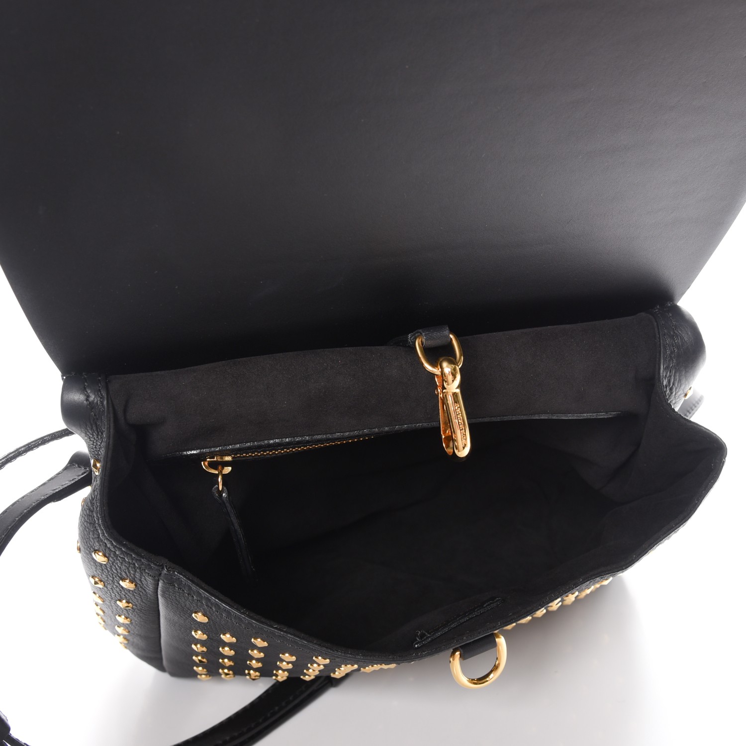 BURBERRY Calfskin Studded Bridle Saddle Bag Black 217640