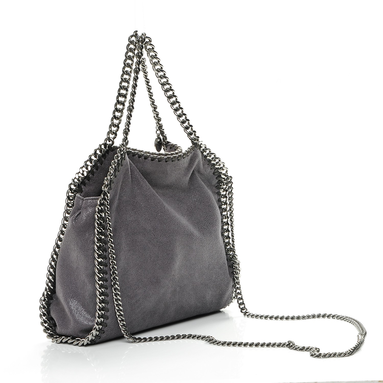 STELLA MCCARTNEY Shaggy Deer Studded Mini Star Falabella Tote Grey 198836