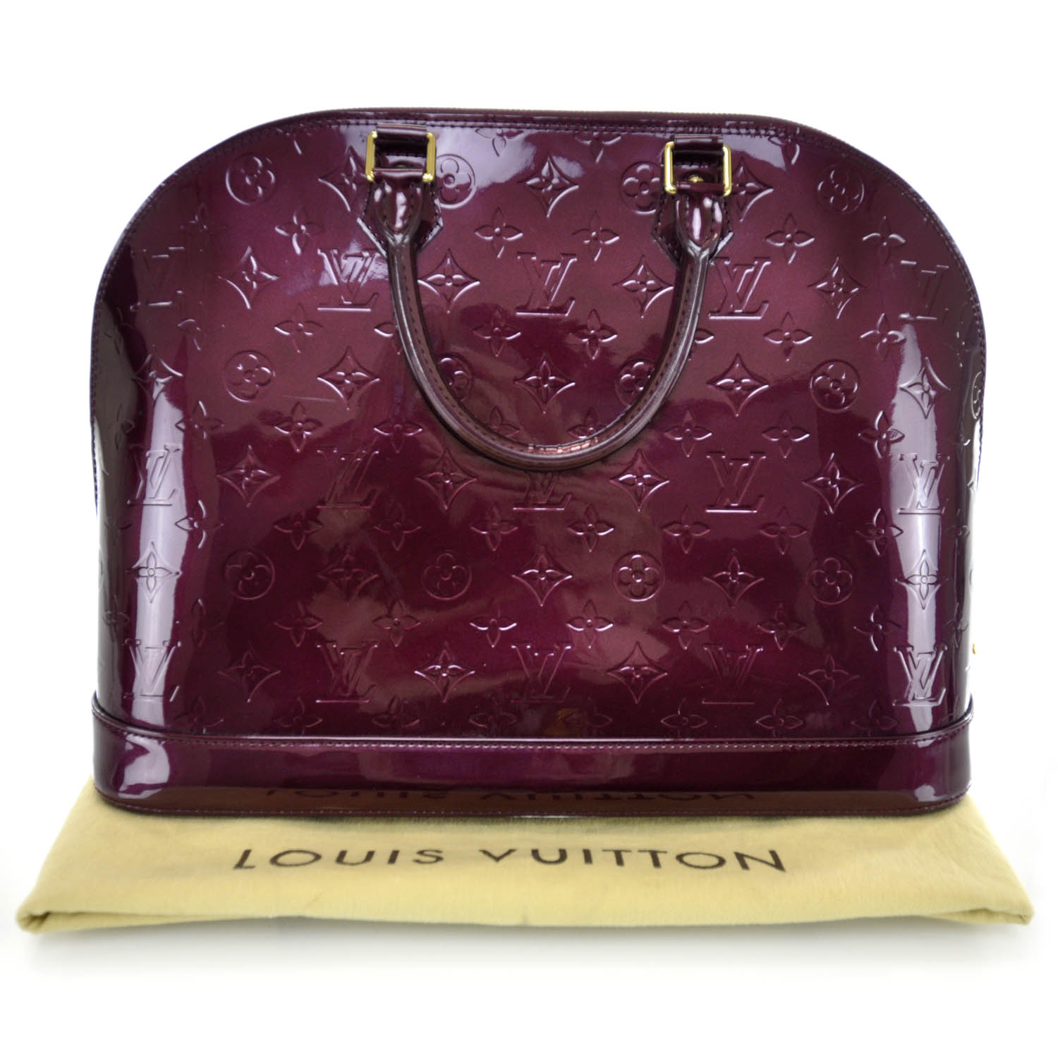 LOUIS VUITTON Amarante purple Monogram Vernis leather ALMA GM Bag