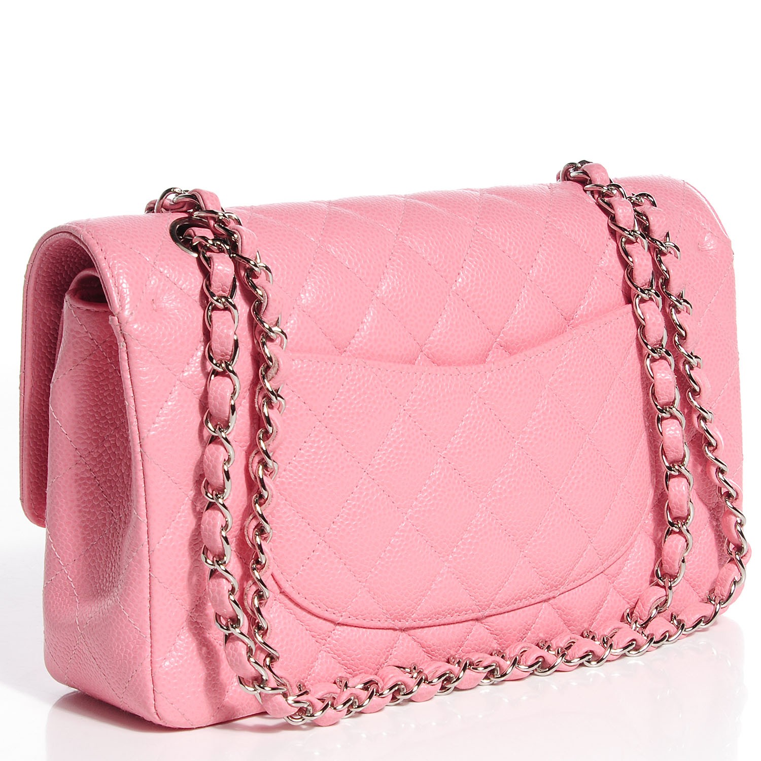 CHANEL Caviar Quilted Medium Double Flap Pink 93754