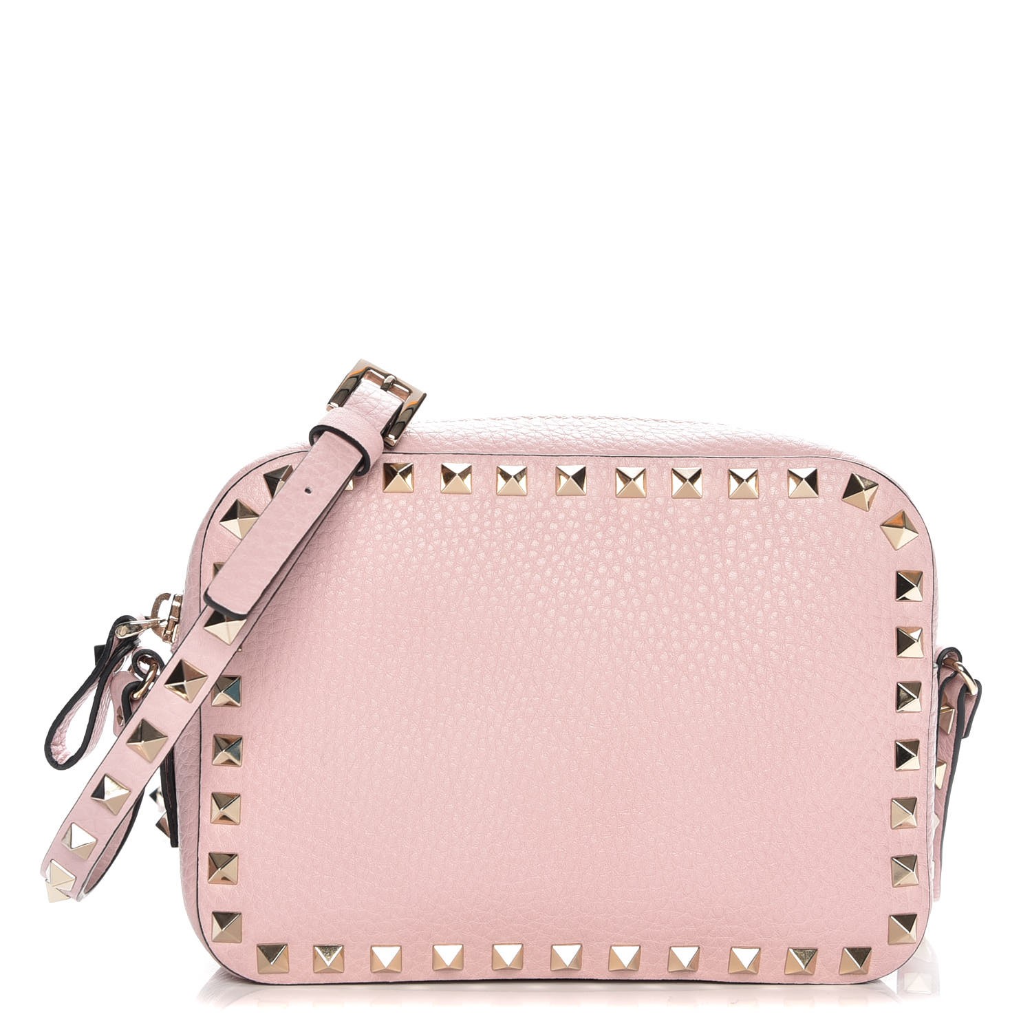 VALENTINO Calfskin Rockstud Camera Crossbody Bag Light Pink 218029