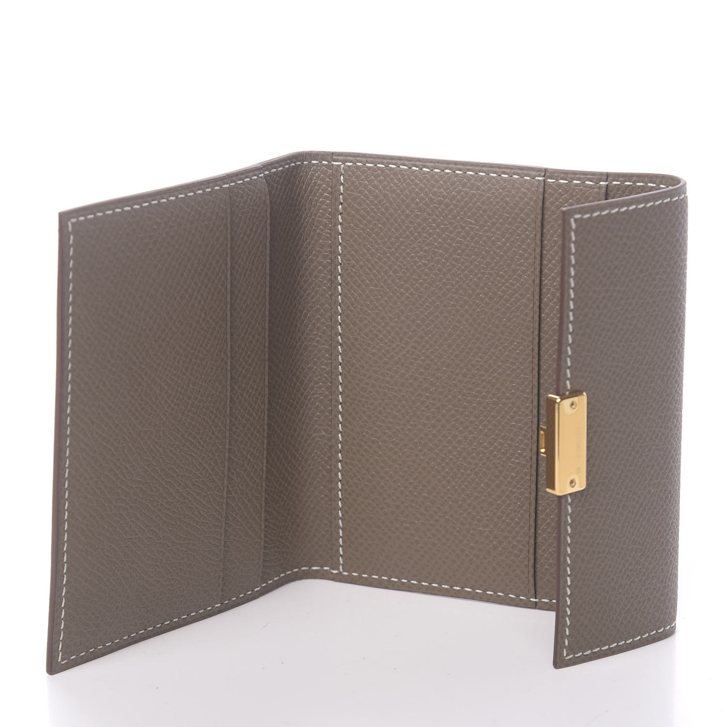 HERMES Epsom Clic Mini Card Holder Etoupe 641224 | FASHIONPHILE