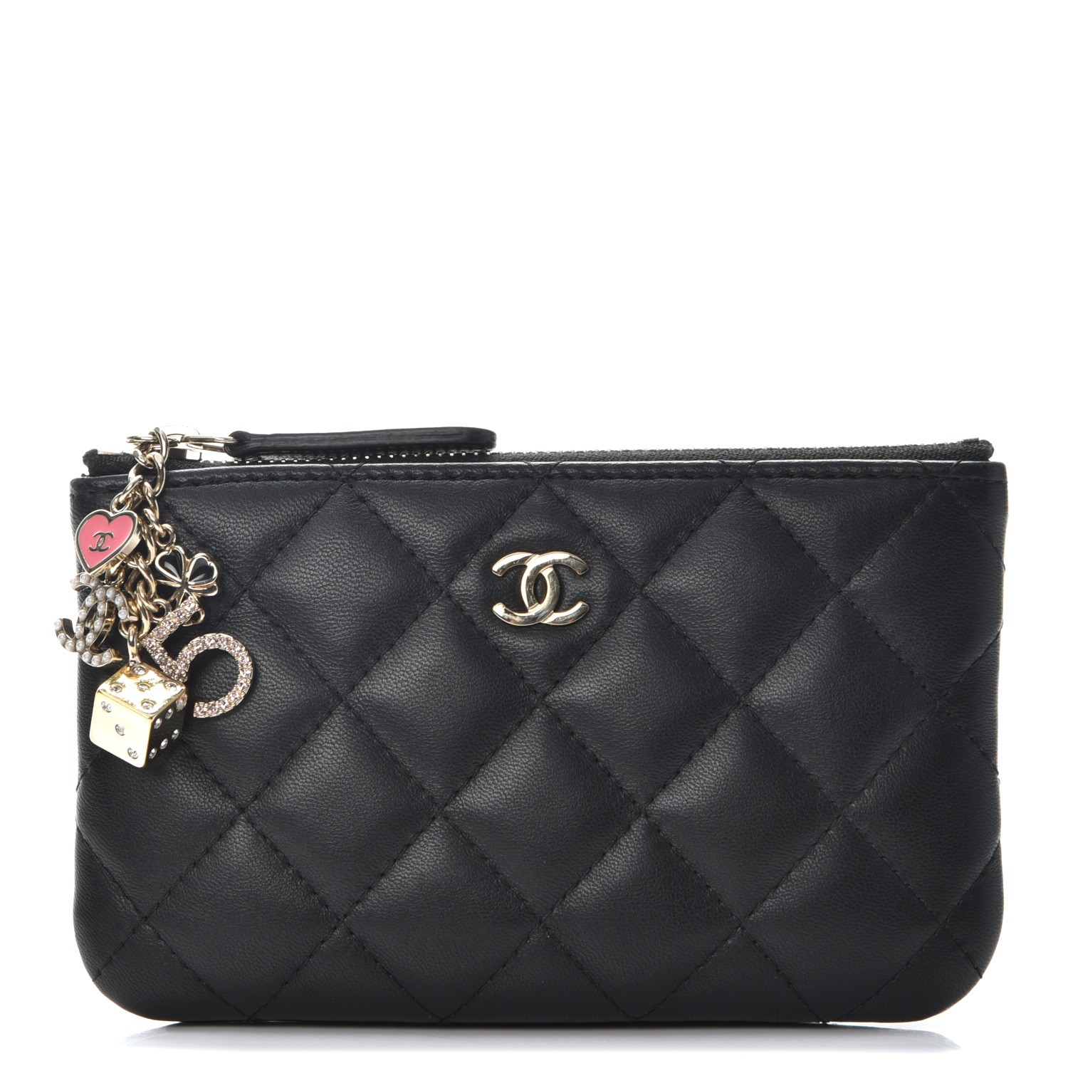 CHANEL Lambskin Quilted Casino Coin Purse Black 243146