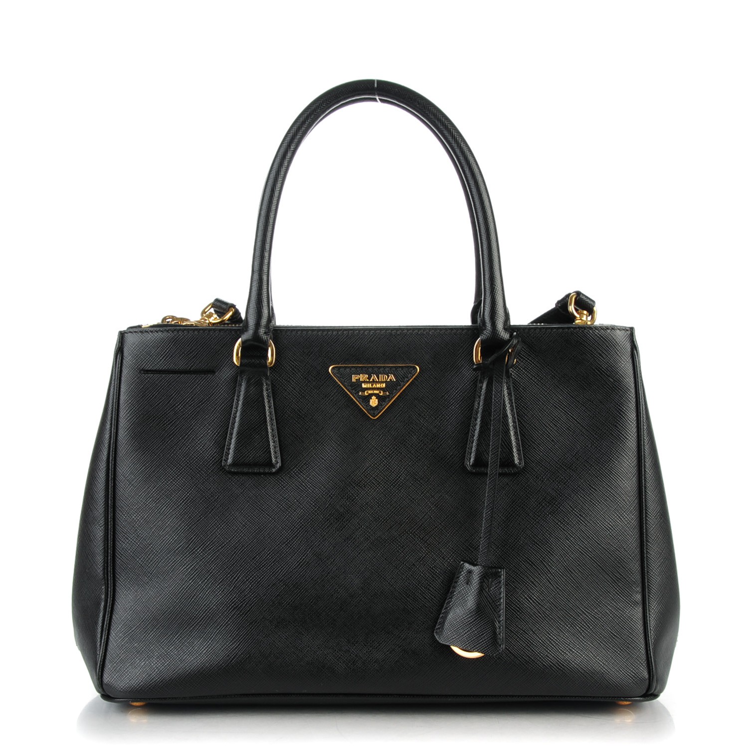 prada saffiano small double tote