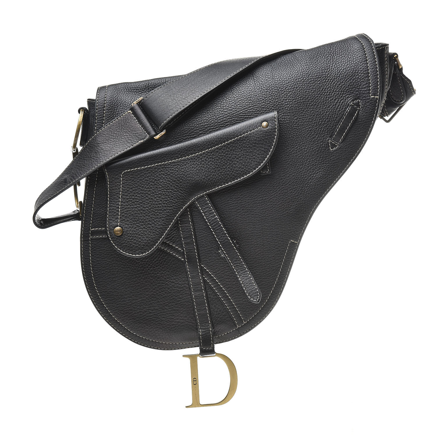 Christian Dior Saddle Bag In Black Calfskin