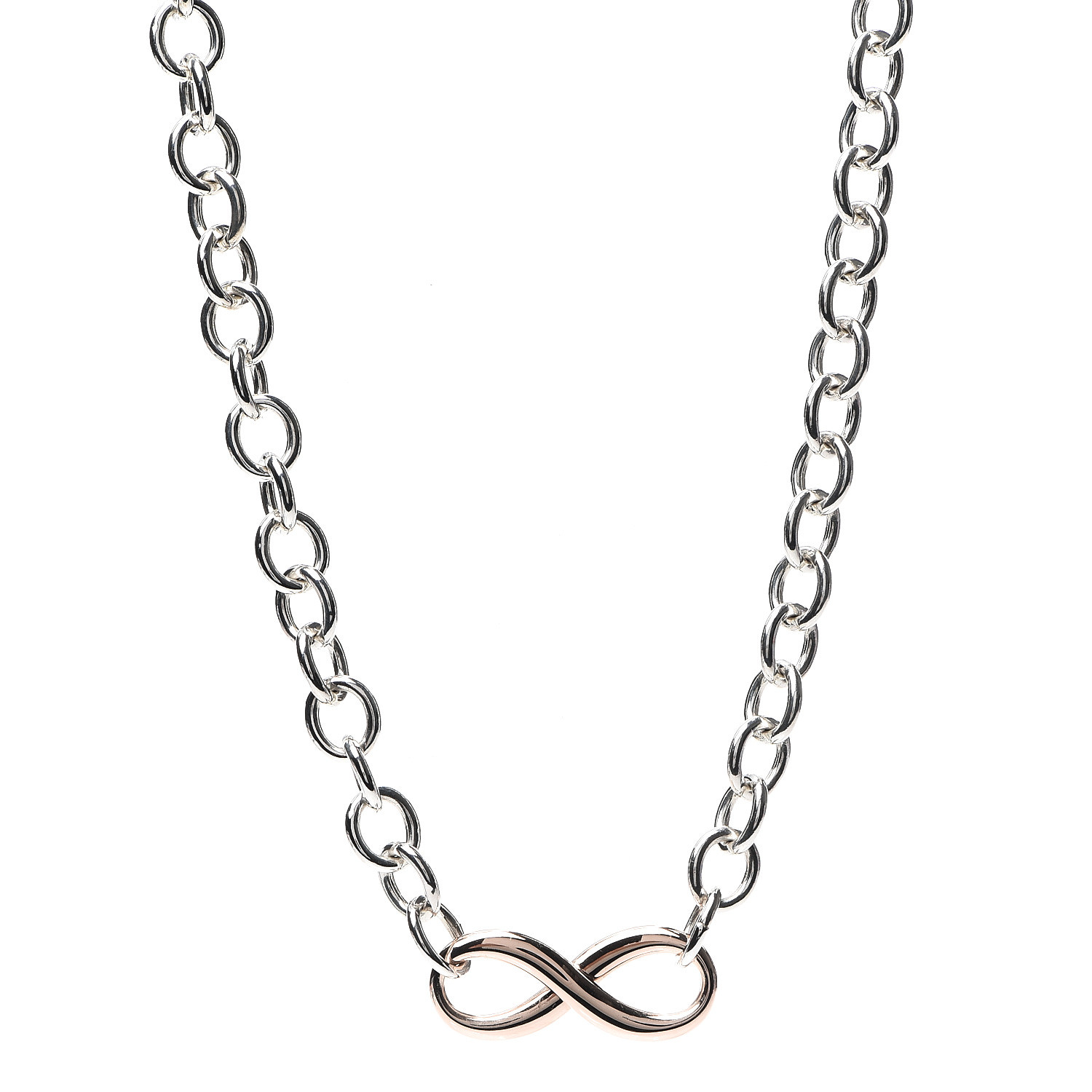 TIFFANY Sterling Silver Rubedo Infinity Link Necklace 560044
