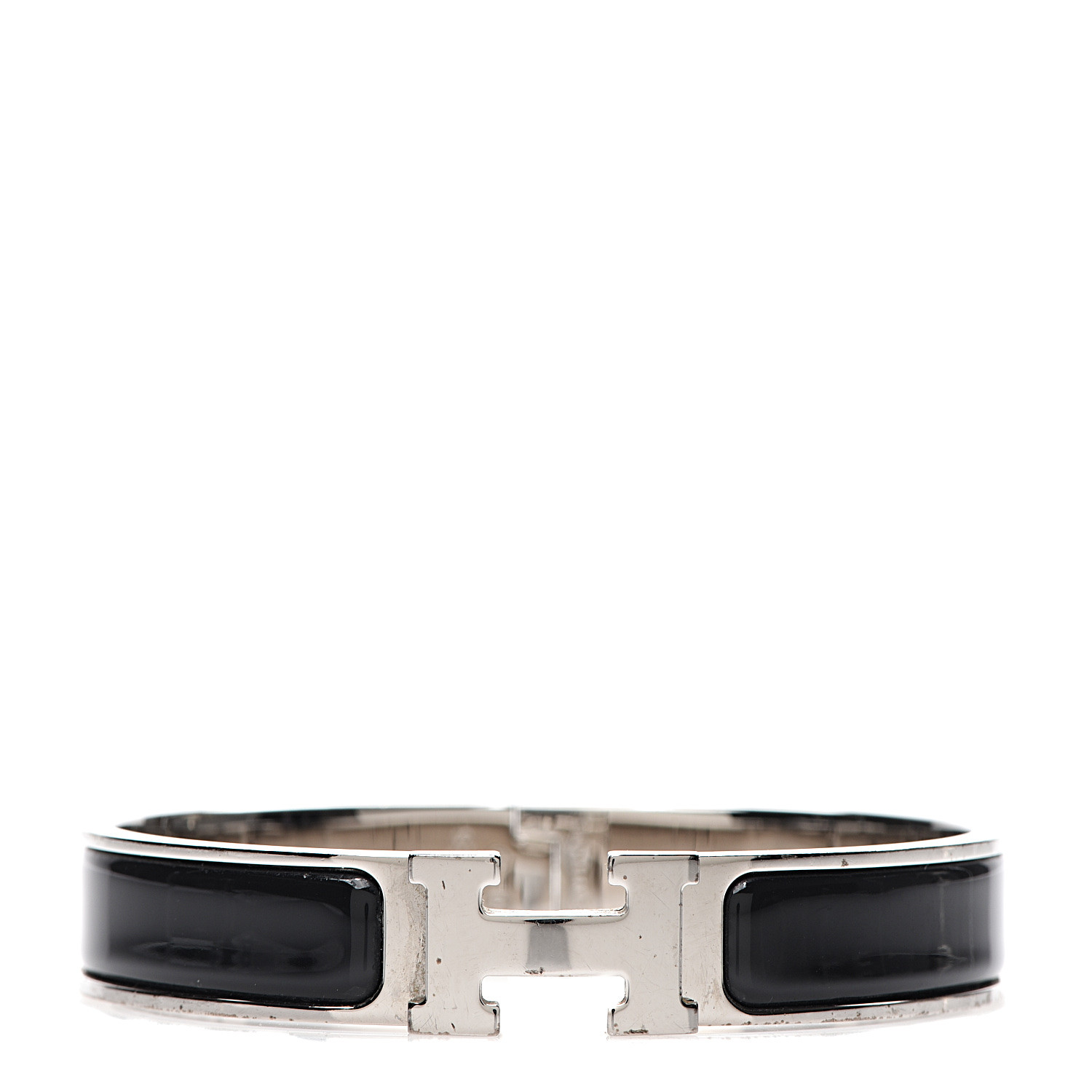 HERMES Enamel Narrow Clic Clac H Bracelet PM Black 566842