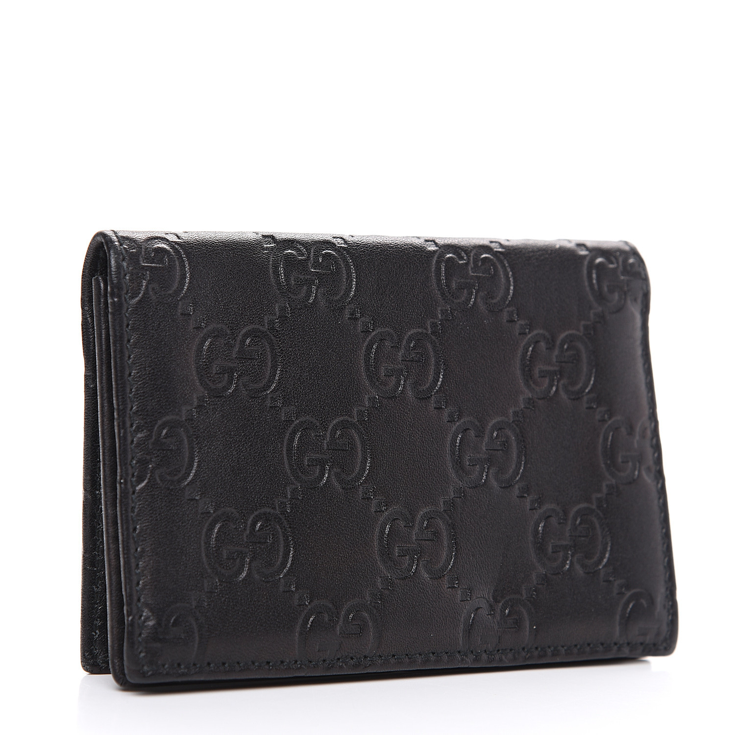 GUCCI Guccissima Business Card Holder Black 565007 | FASHIONPHILE