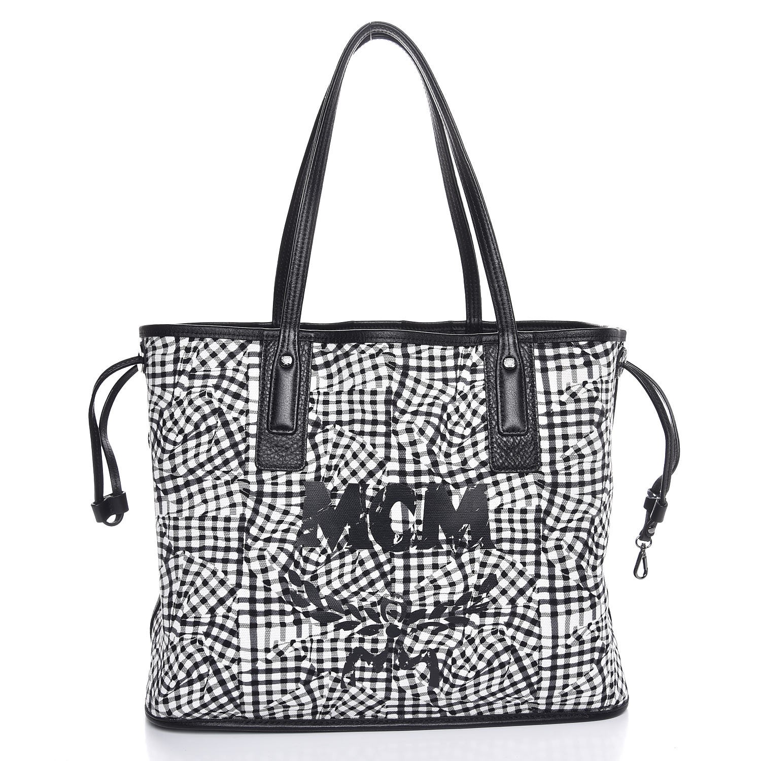 MCM Visetos Medium Liz Reversible Shopper Tote Black 299362