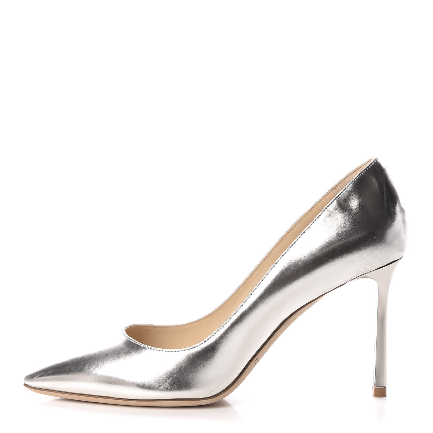 silver metallic pumps