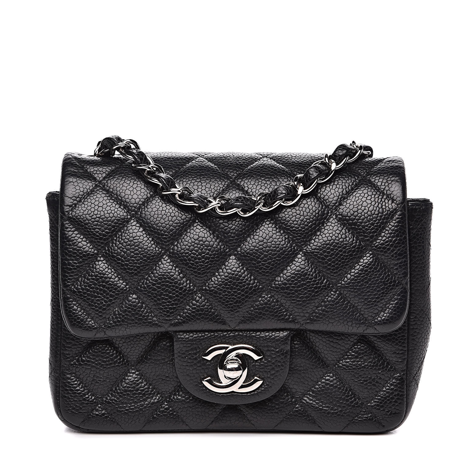 chanel caviar quilted mini square flap black