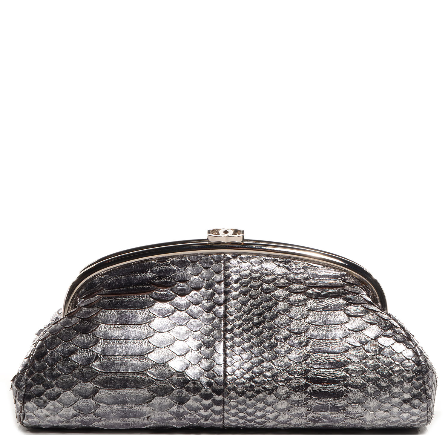 CHANEL Python Timeless Clutch Dark Silver 72513