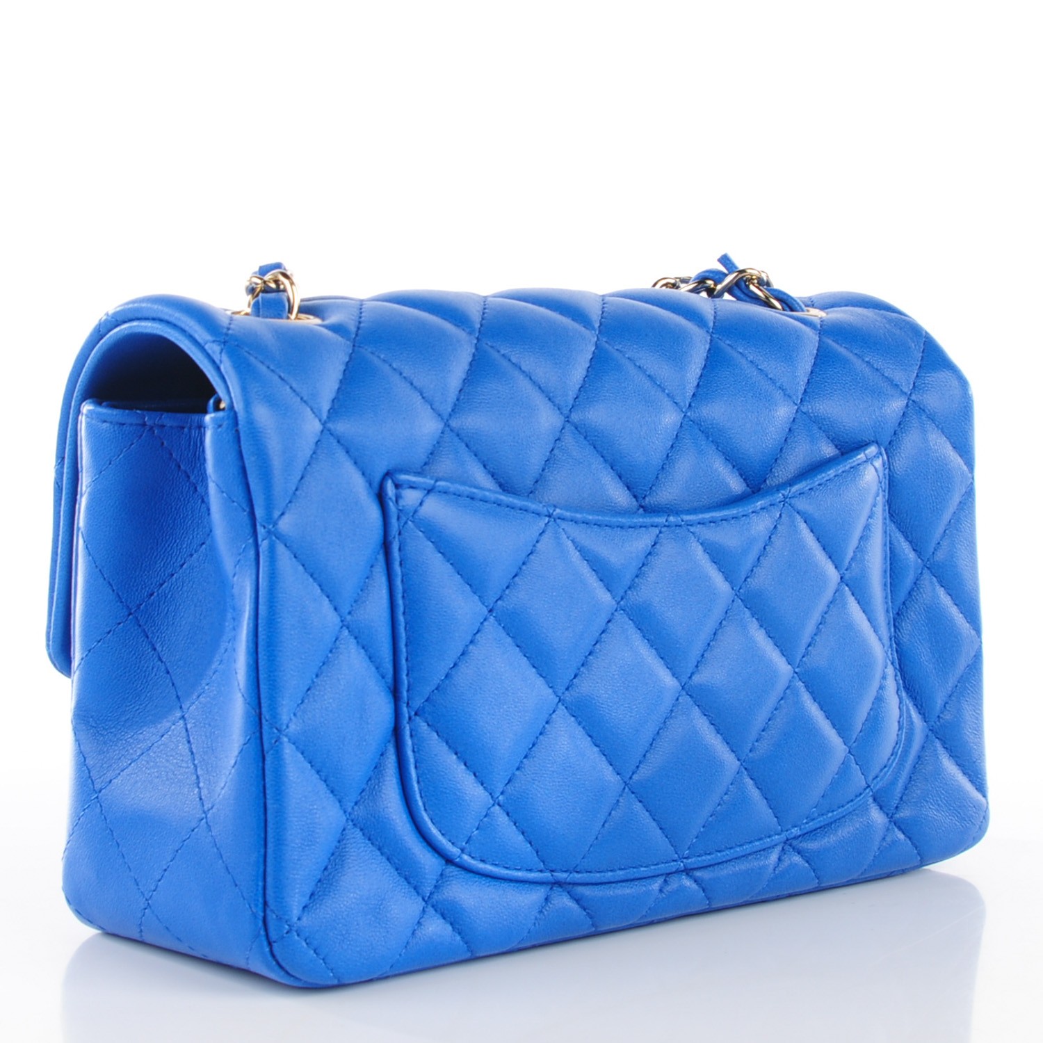 CHANEL Lambskin Quilted Mini Rectangular Flap Blue