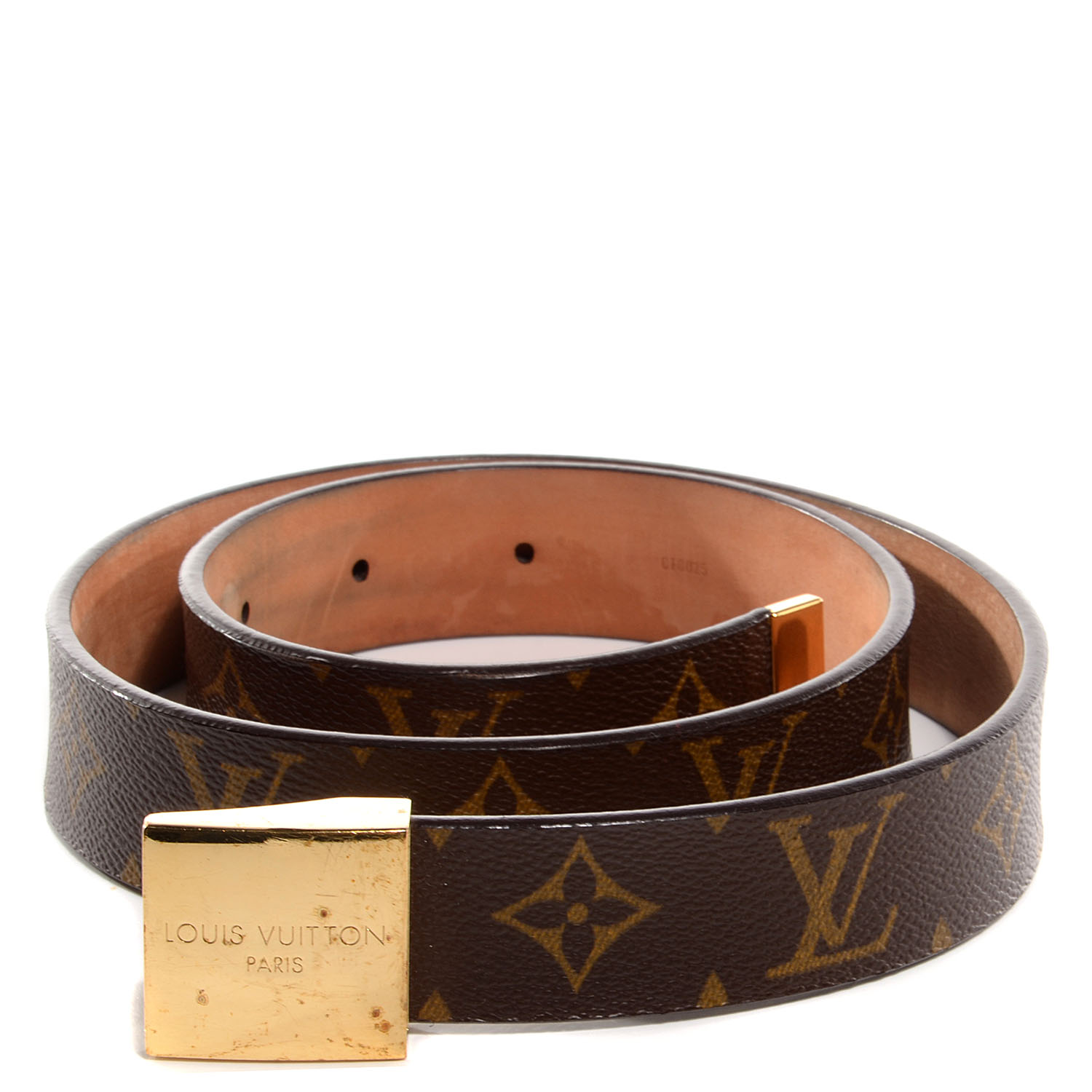 LOUIS VUITTON Monogram Ceinture Belt w Gold Buckle 85 34 74851