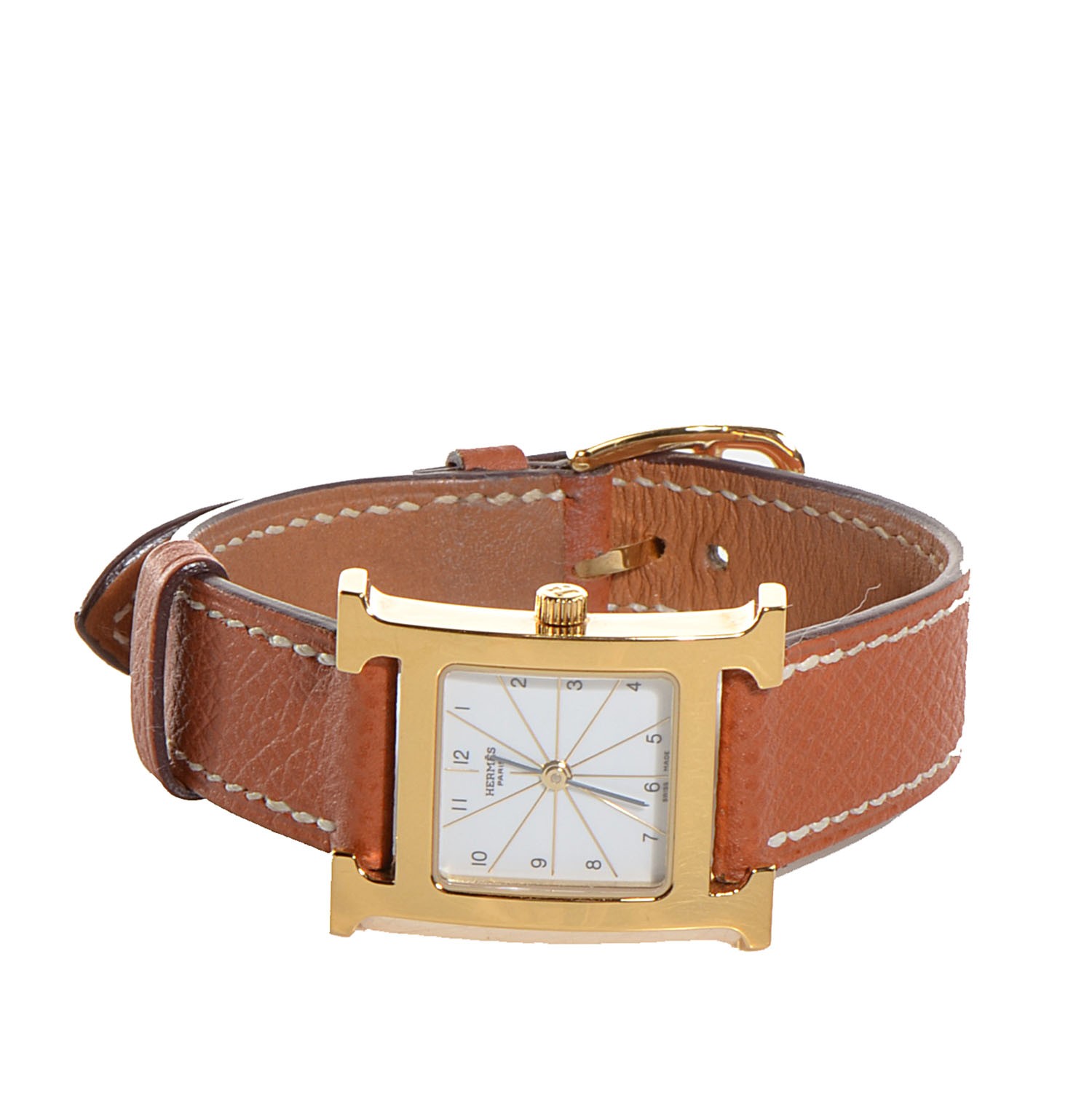 HERMES Epsom Heure H Hour Watch PM Gold 91112