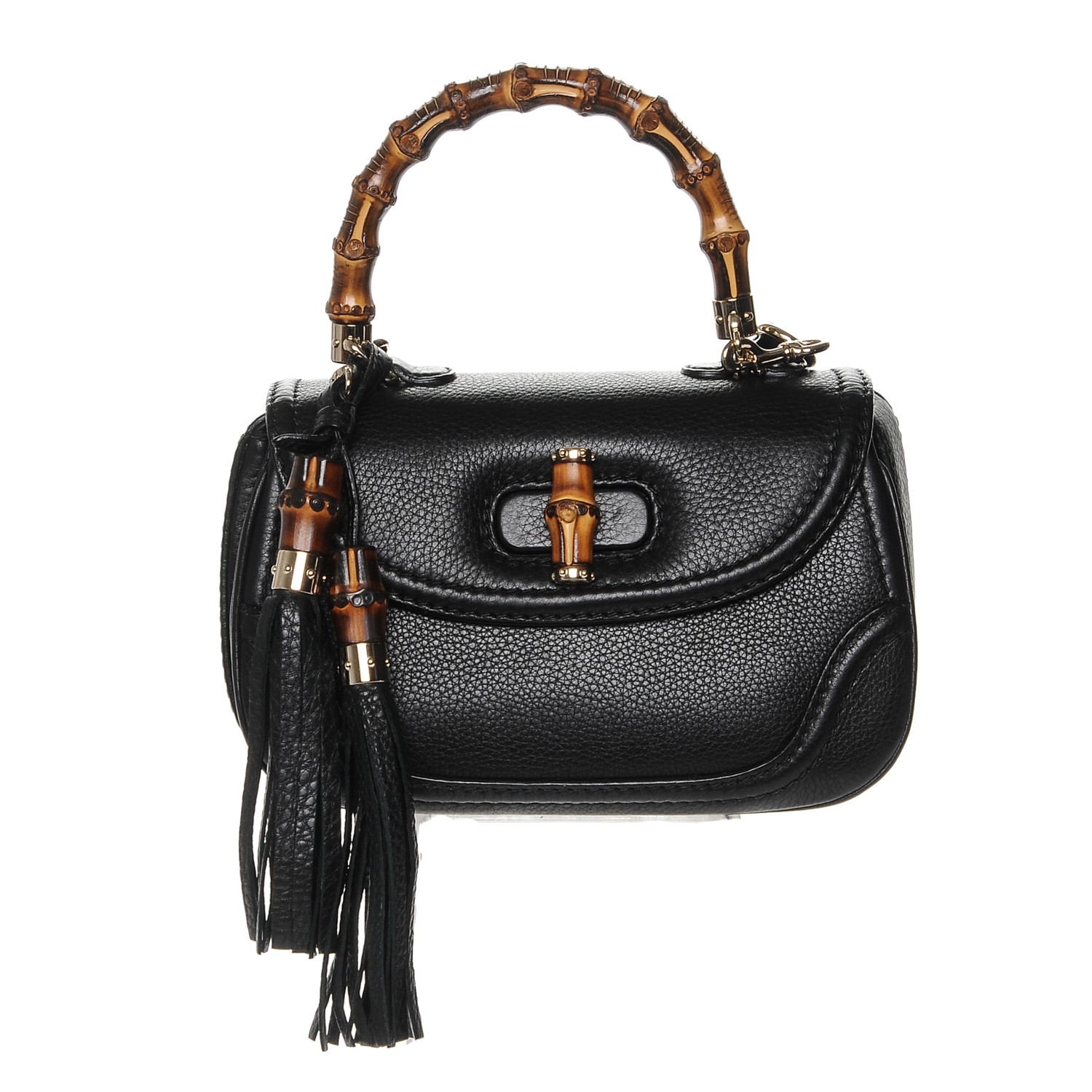 gucci black bamboo handle bag