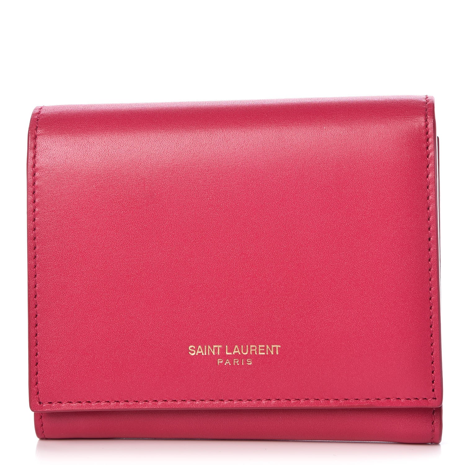 SAINT LAURENT Calfskin Trifold Wallet Pink 324718