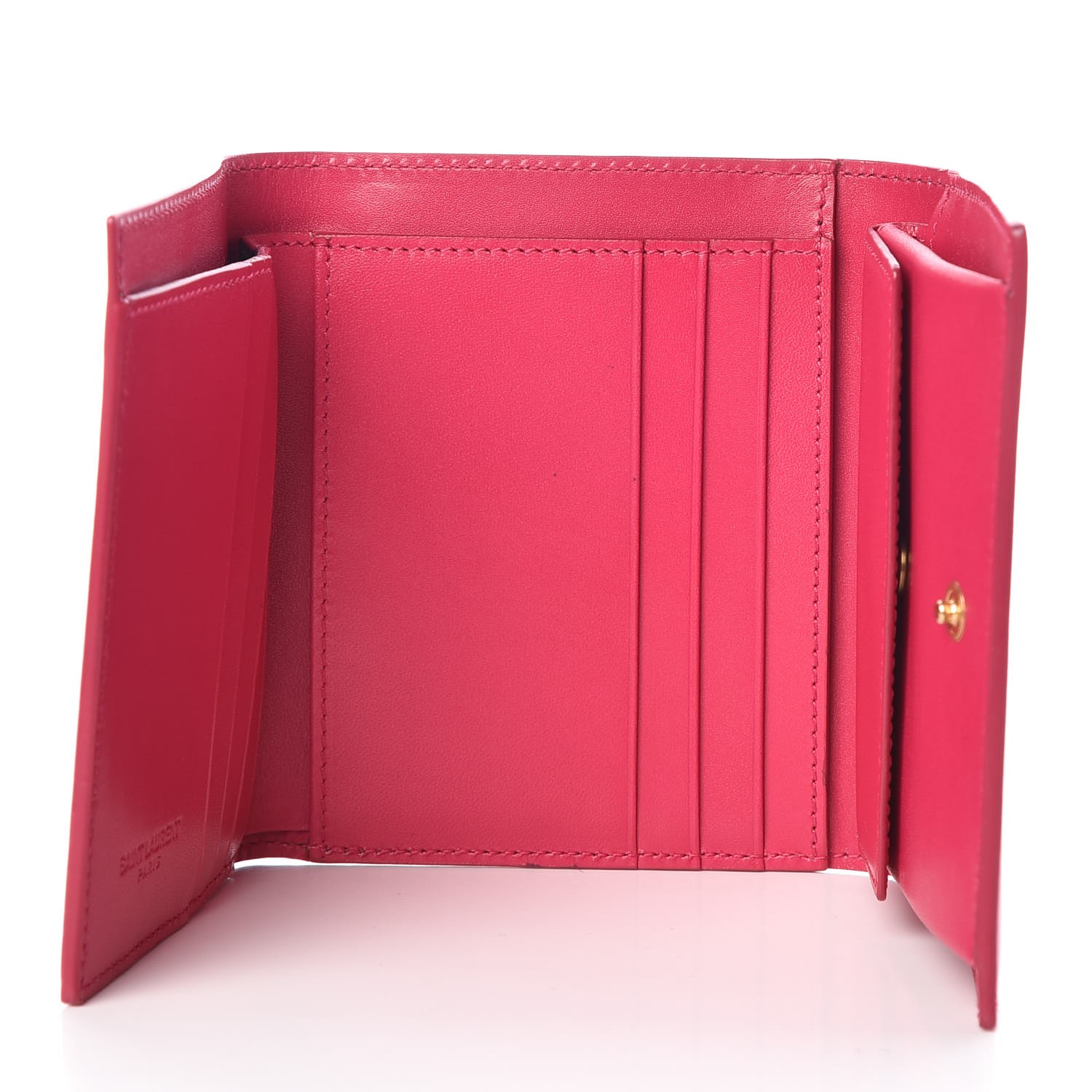 SAINT LAURENT Calfskin Trifold Wallet Pink 324718