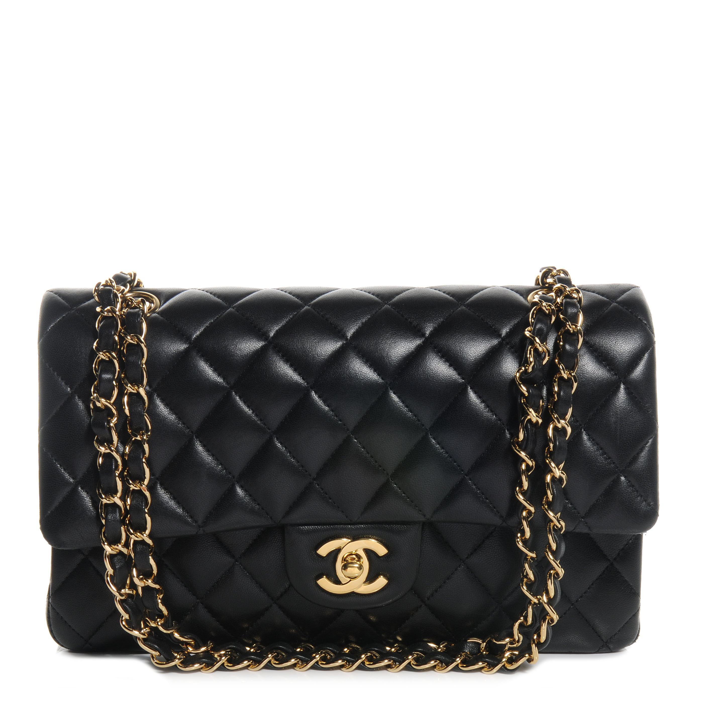 CHANEL Lambskin Medium Double Flap Black 59252