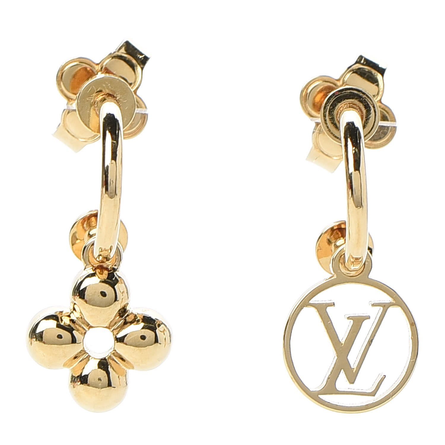 LOUIS VUITTON Brass Blooming Earrings Gold 601026