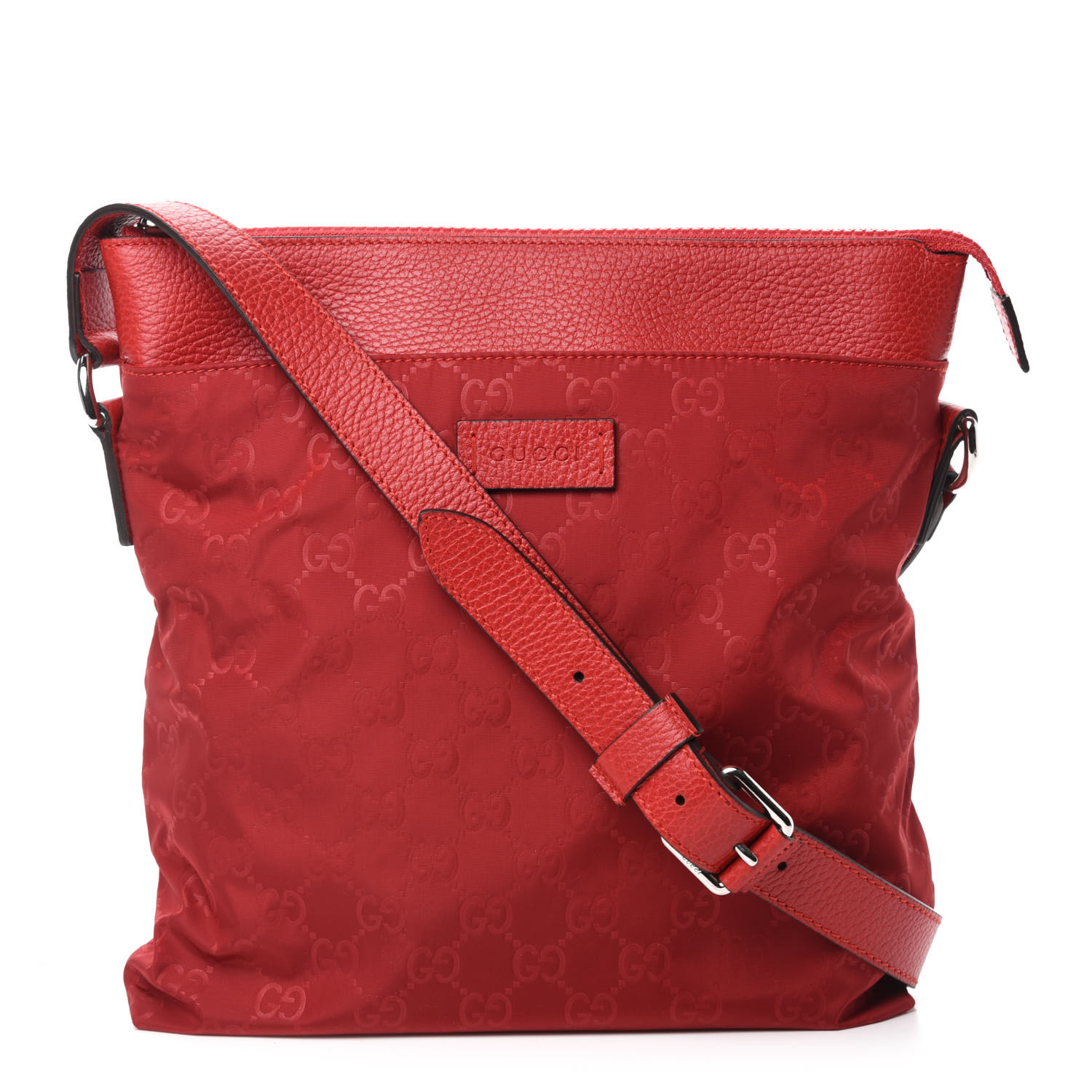 GUCCI Nylon Monogram Flat Messenger Bag Red 727613 FASHIONPHILE